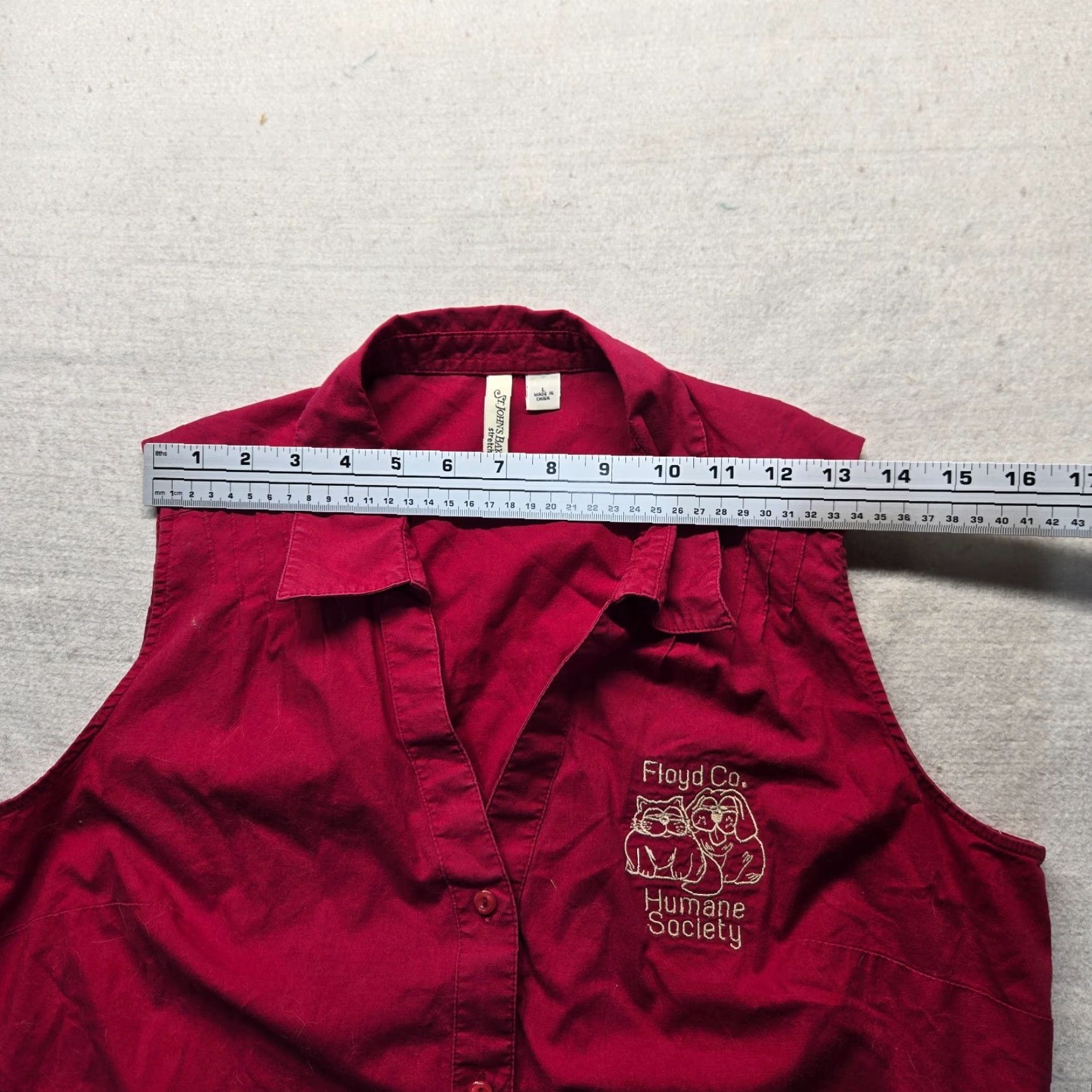 CO VINTAGE Floy Co Humane Society Virginia Red Sleeveless Button-Up Shirt Women L Cotton Casual Size L / US 10 / IT 46 - 5 Thumbnail