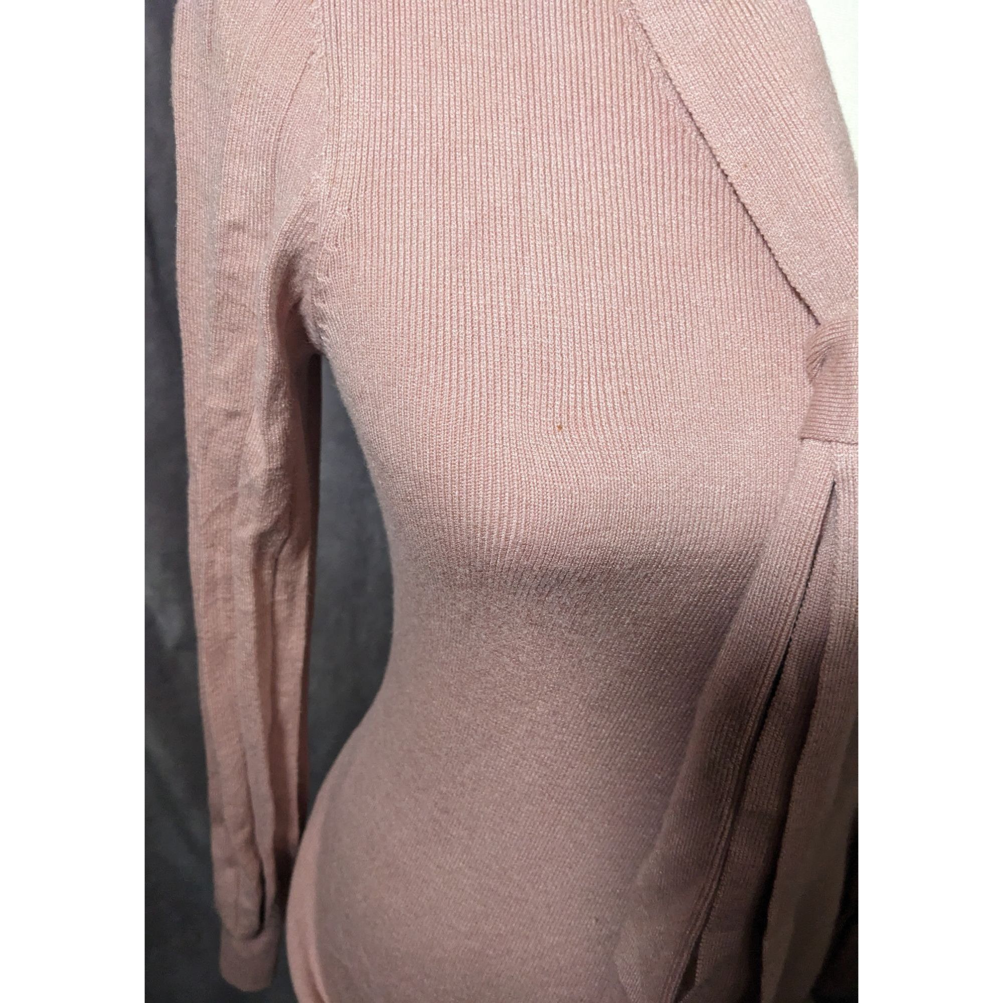 Other Vintage Coquette Light Pink Long Sleeve Tie V Neck Dress Size M / US 6-8 / IT 42-44 - 9 Thumbnail