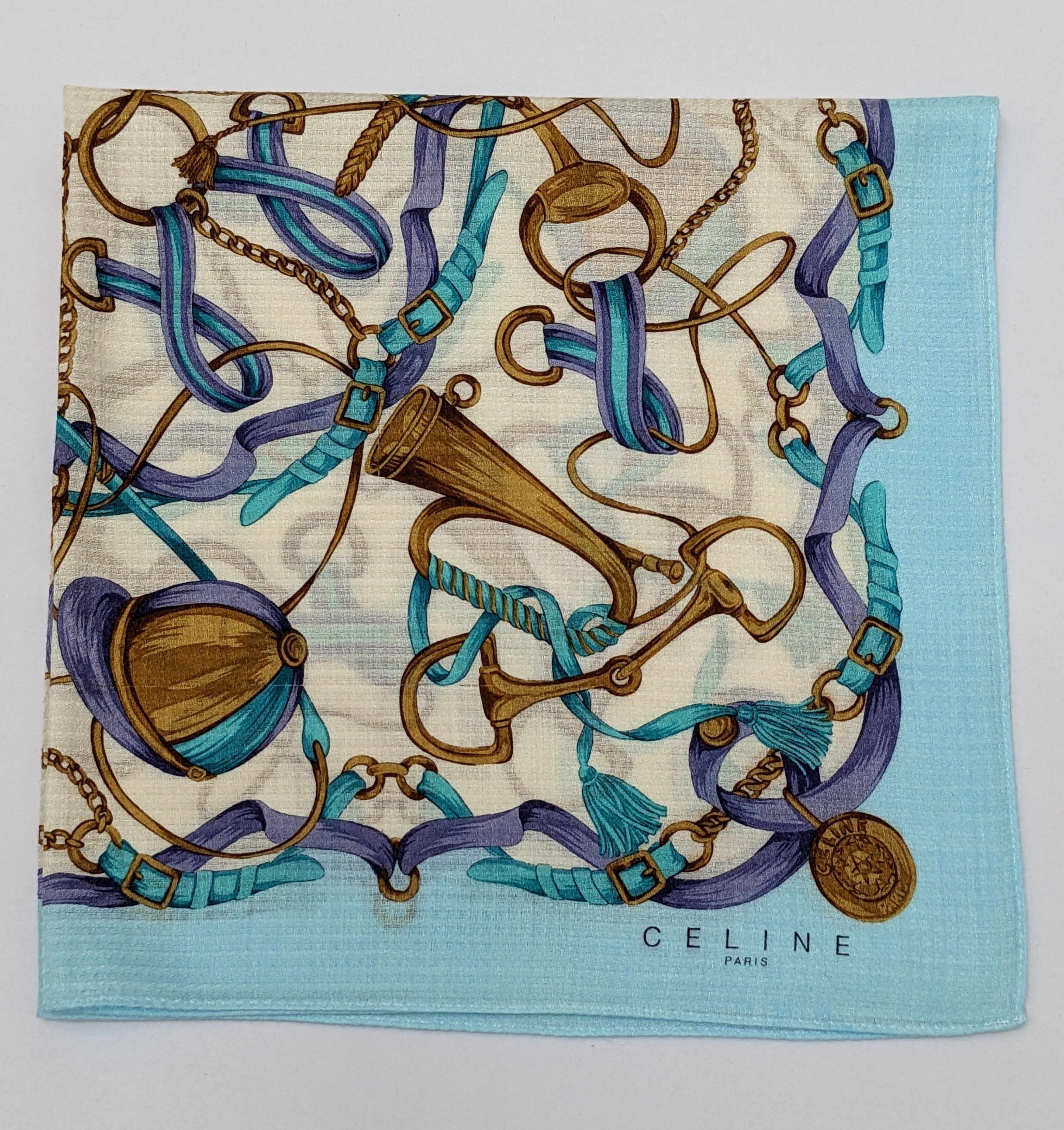 Celine CELINE Paris "Equestrian Hunt" Motif Silk Handkerchief Size ONE SIZE - 1 Thumbnail