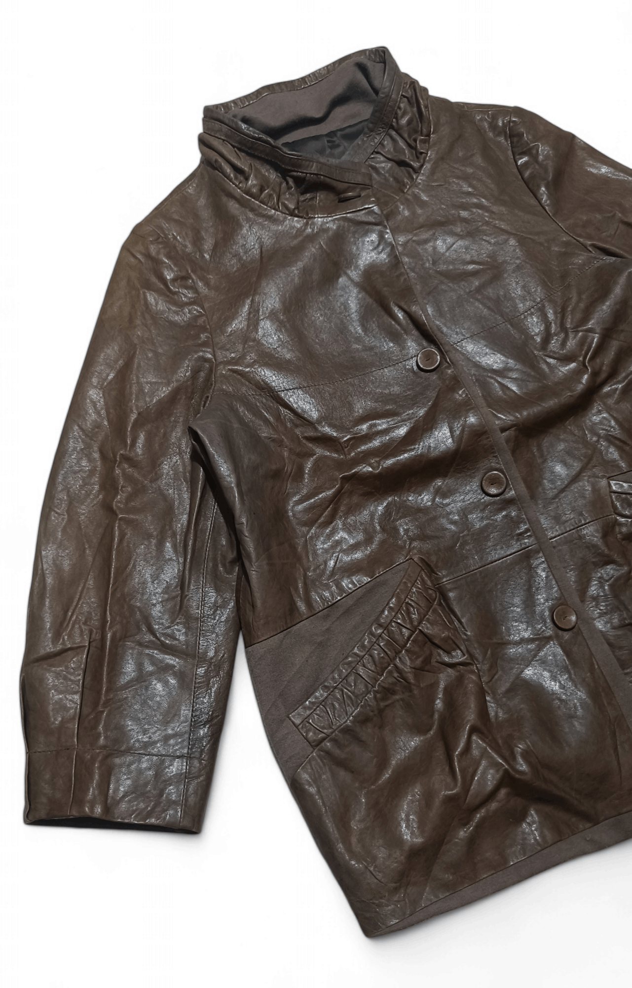 Vintage Vintage 70s Women's Brown Leather Long Coat Jacket Size M / US 6-8 / IT 42-44 - 4 Thumbnail