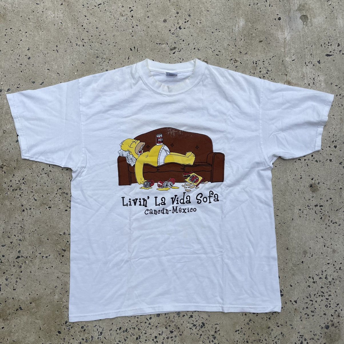 The Simpsons Vintage 90s HOMER SIMPSON LIVIN LA VIDA SOFA Shirt Size US XL / EU 56 / 4 - 1 Thumbnail