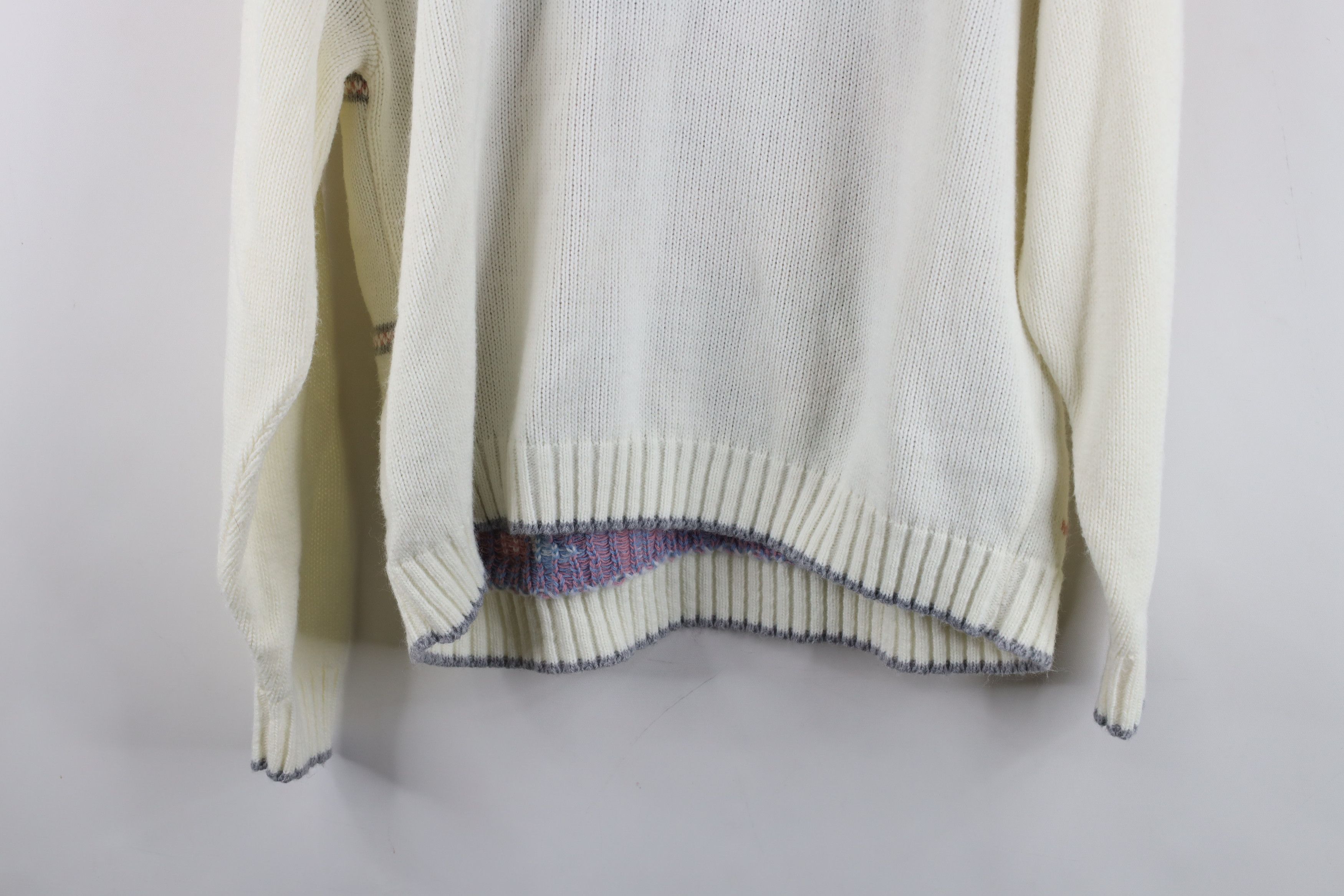 Vintage Vintage 90s Cottagecore Flower Knit Collared Sweater USA Size L / US 10 / IT 46 - 11 Thumbnail