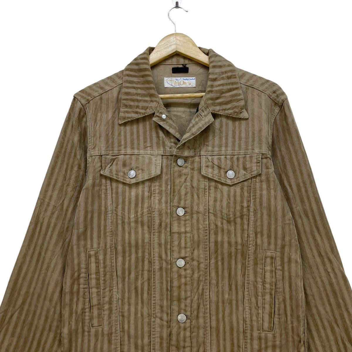 Japanese Brand × Toyo Enterprises × Vintage Japanese Brand Its On Stripe Trucker Jacket Size US M / EU 48-50 / 2 - 3 Thumbnail