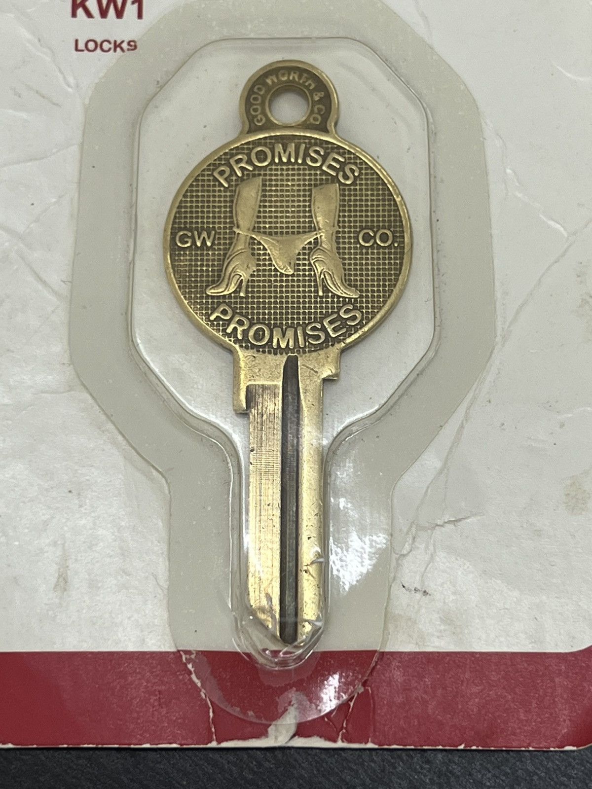 Good Worth & Co. Rare Vintage Brass “PROMISES” Key Pendant Good Worth & Co Size ONE SIZE - 4 Thumbnail