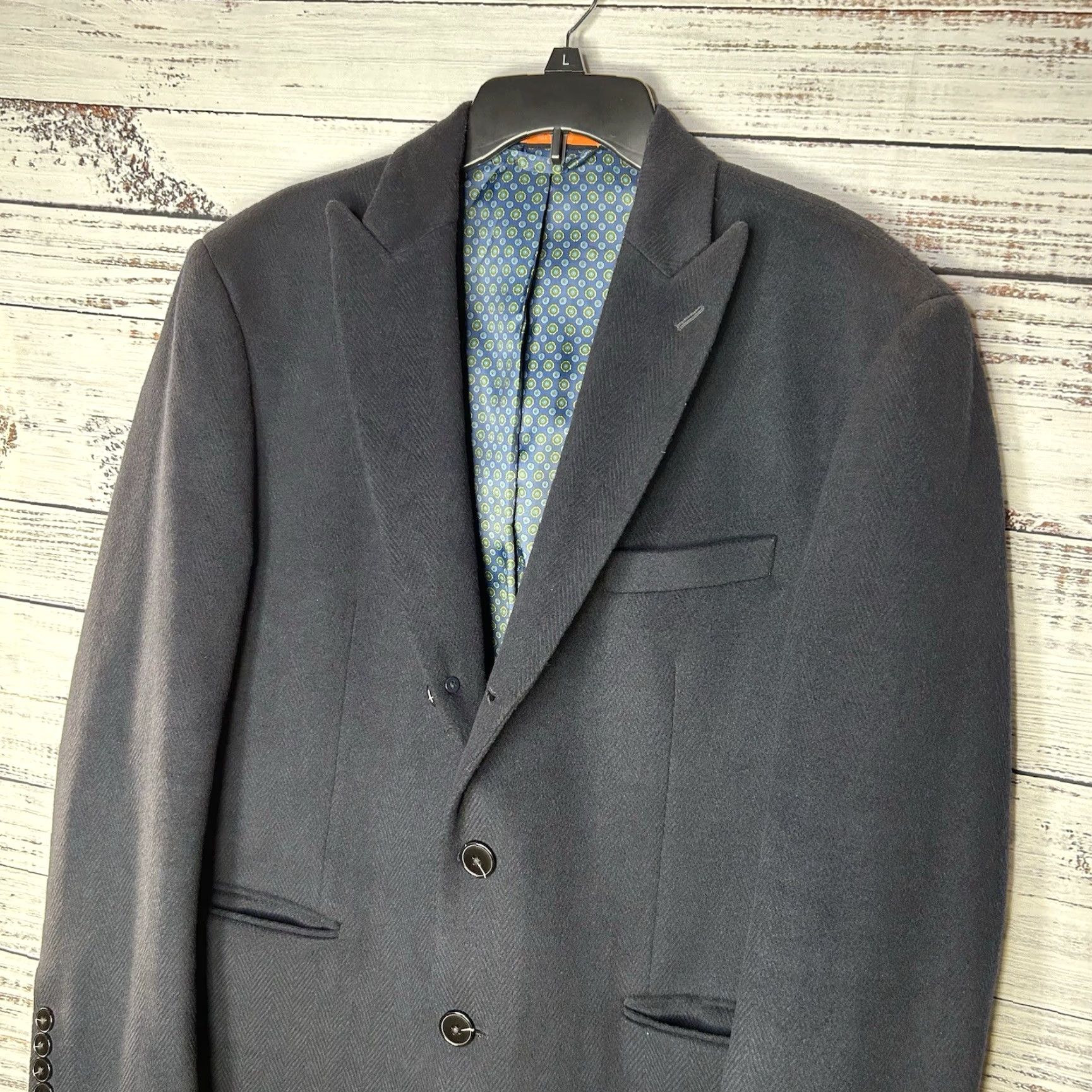 Tallia Tallia Navy Blue Wool Blend Herringbone Overcoat Long Coat Men L Tallia Navy Blue Wool Blend Herringbone Overcoat Long Coat Men L Size US L / EU 52-54 / 3 - 3 Thumbnail