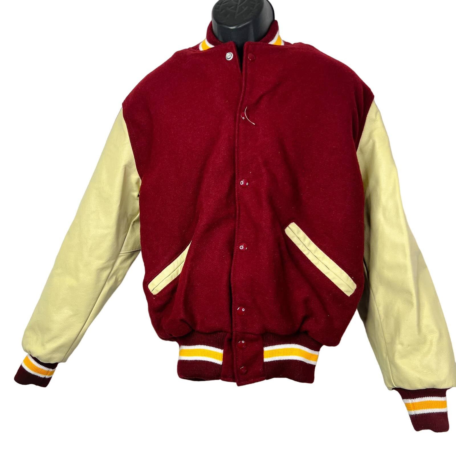 image of 1989 Vintage Delong Varsity Letterman Jacket NWT in Red, Men's (Size Medium)
