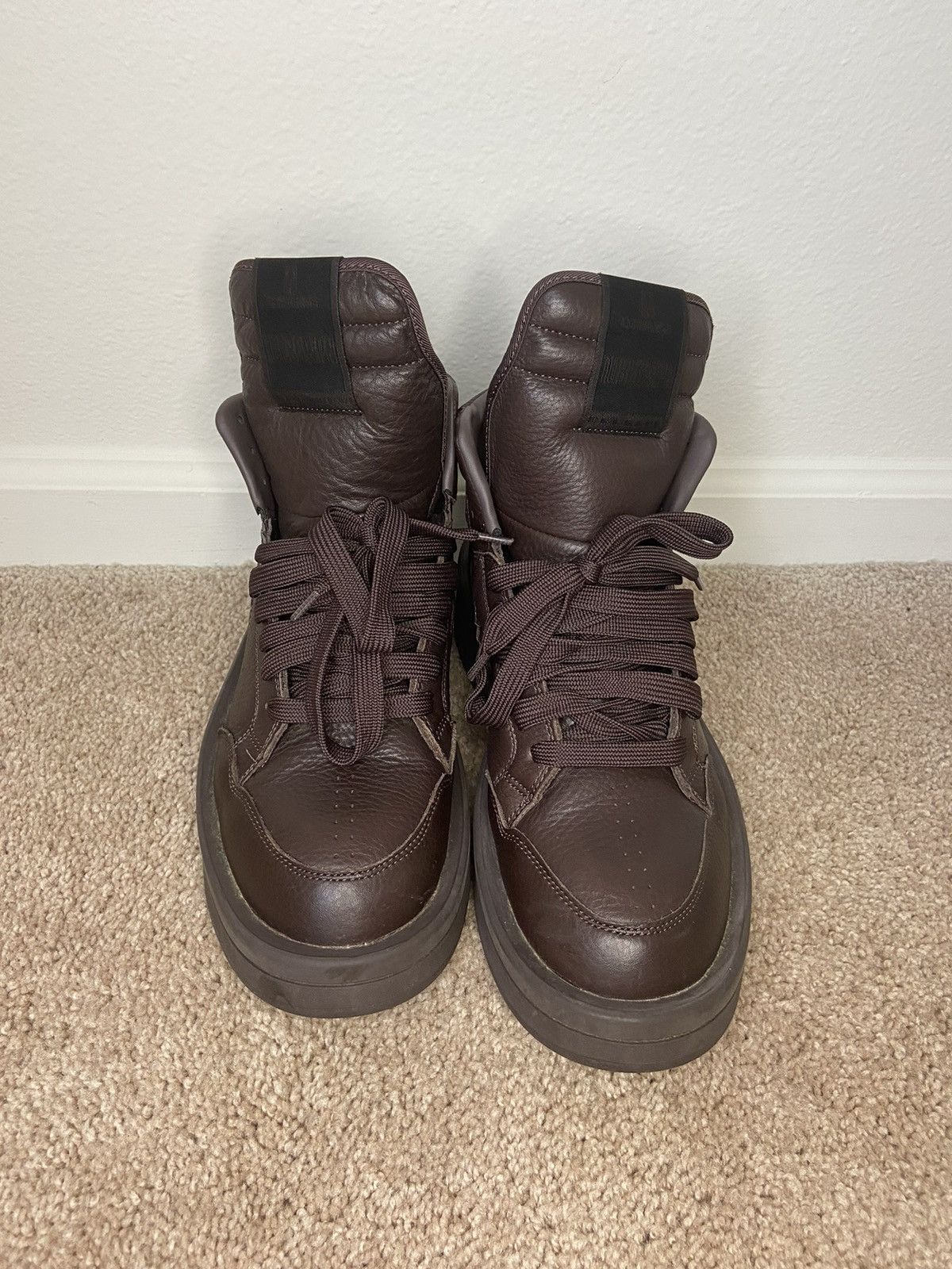 image of Rick Owens Converse Turbowpn Dark Brown Leather Sneakers, Men's (Size 11)