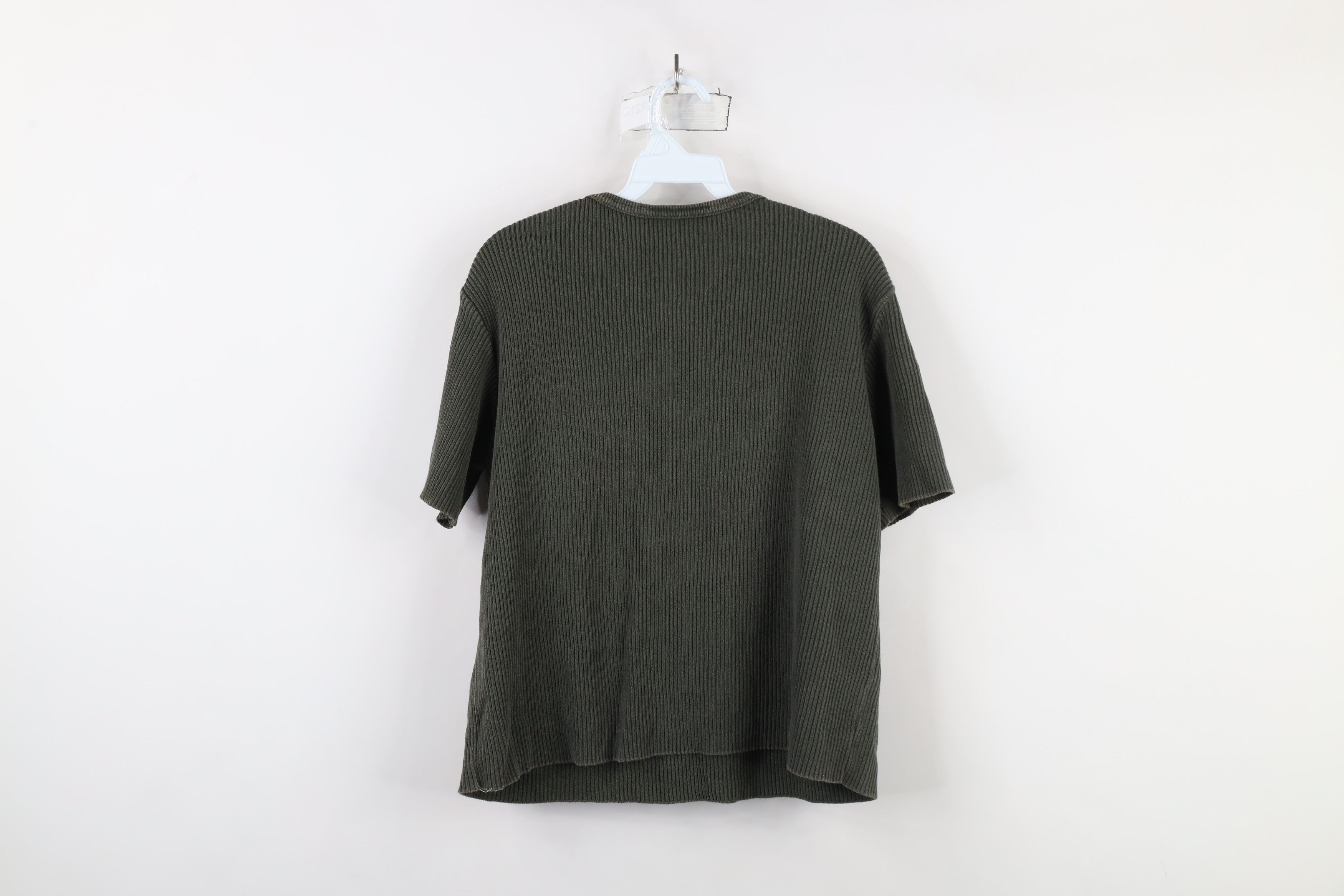 Vintage Vintage 90s Streetwear Cropped Ribbed Knit T-Shirt Green Size L / US 10 / IT 46 - 10 Thumbnail