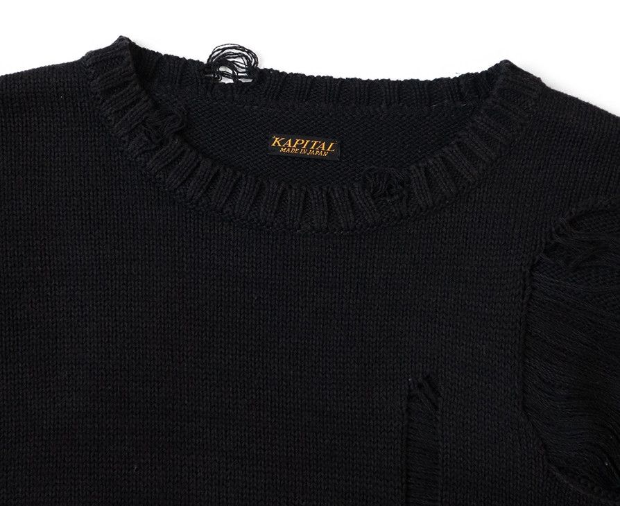 Kapital KAPITAL 5G cotton knit crew sweater anarchy RAINBOWY black Size US L / EU 52-54 / 3 - 3 Thumbnail