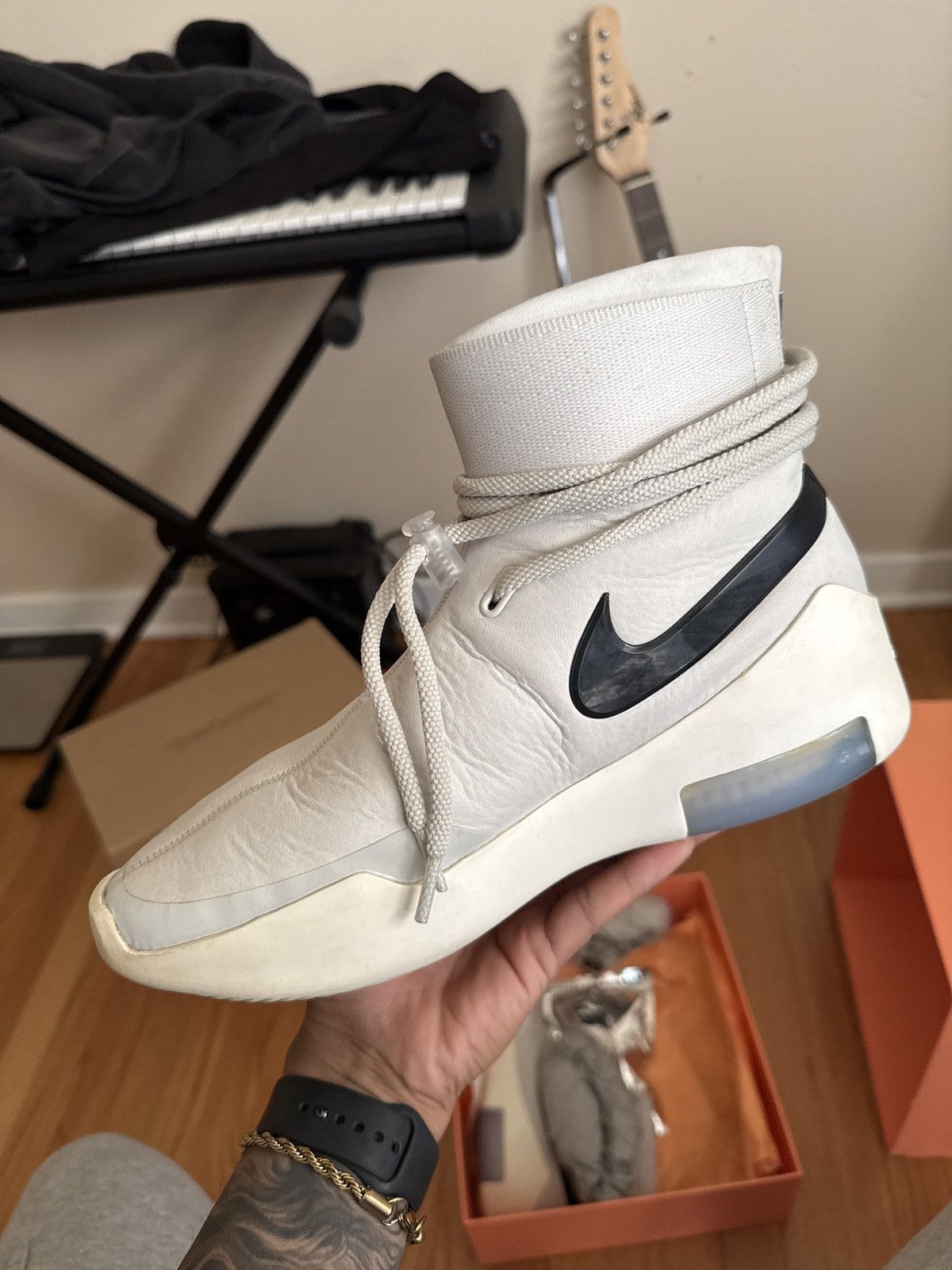 Fear of God × Nike Nike Air Fear Of God 1 SA Light Bone Black Size US 8.5 / EU 41-42 - 9 Thumbnail