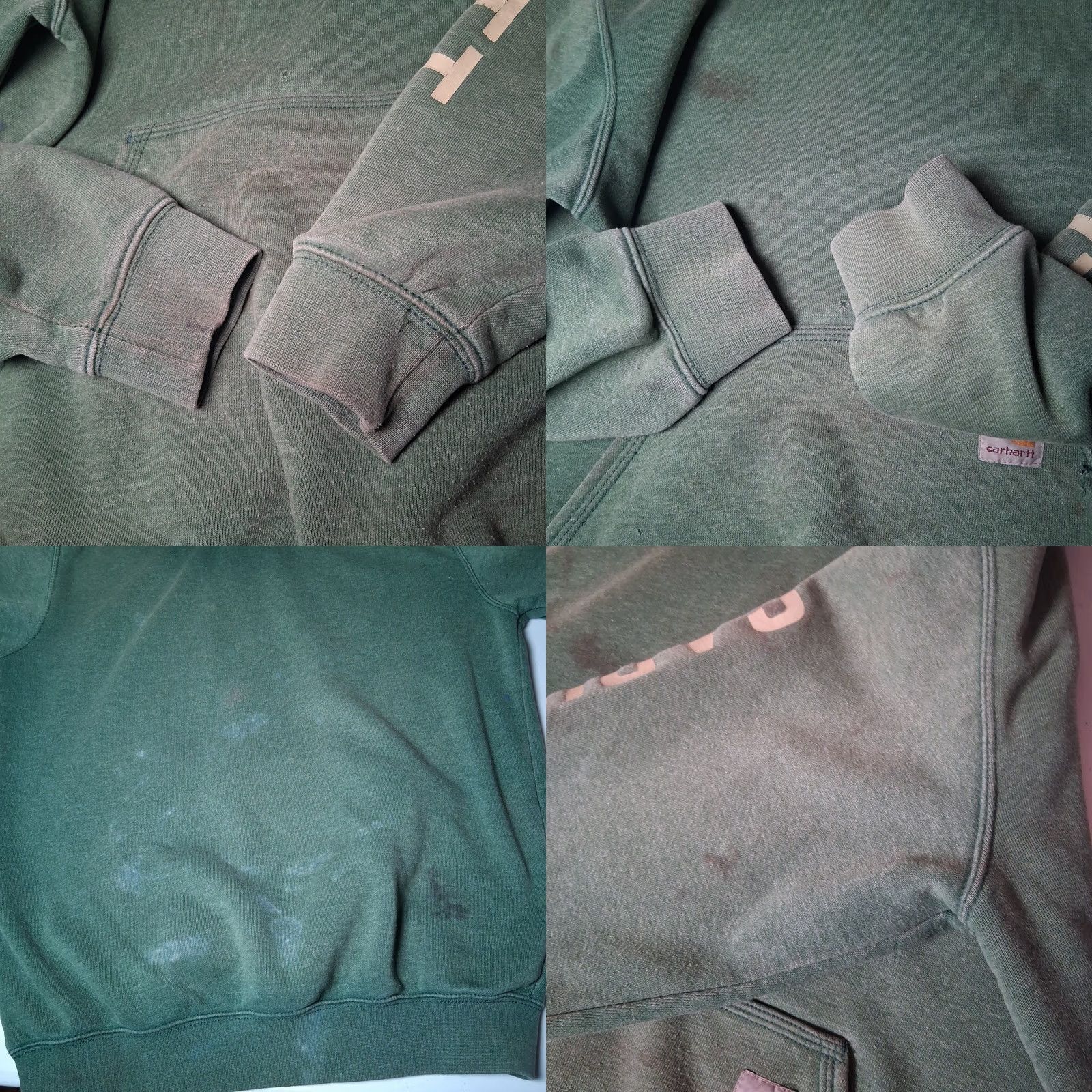 Carhartt VINTAGE Carhartt Hoodie Hooded Sweatshirt Small Green Workwear Pullover Destroyed Work Mens Hoodie Size US S / EU 44-46 / 1 - 8 Thumbnail