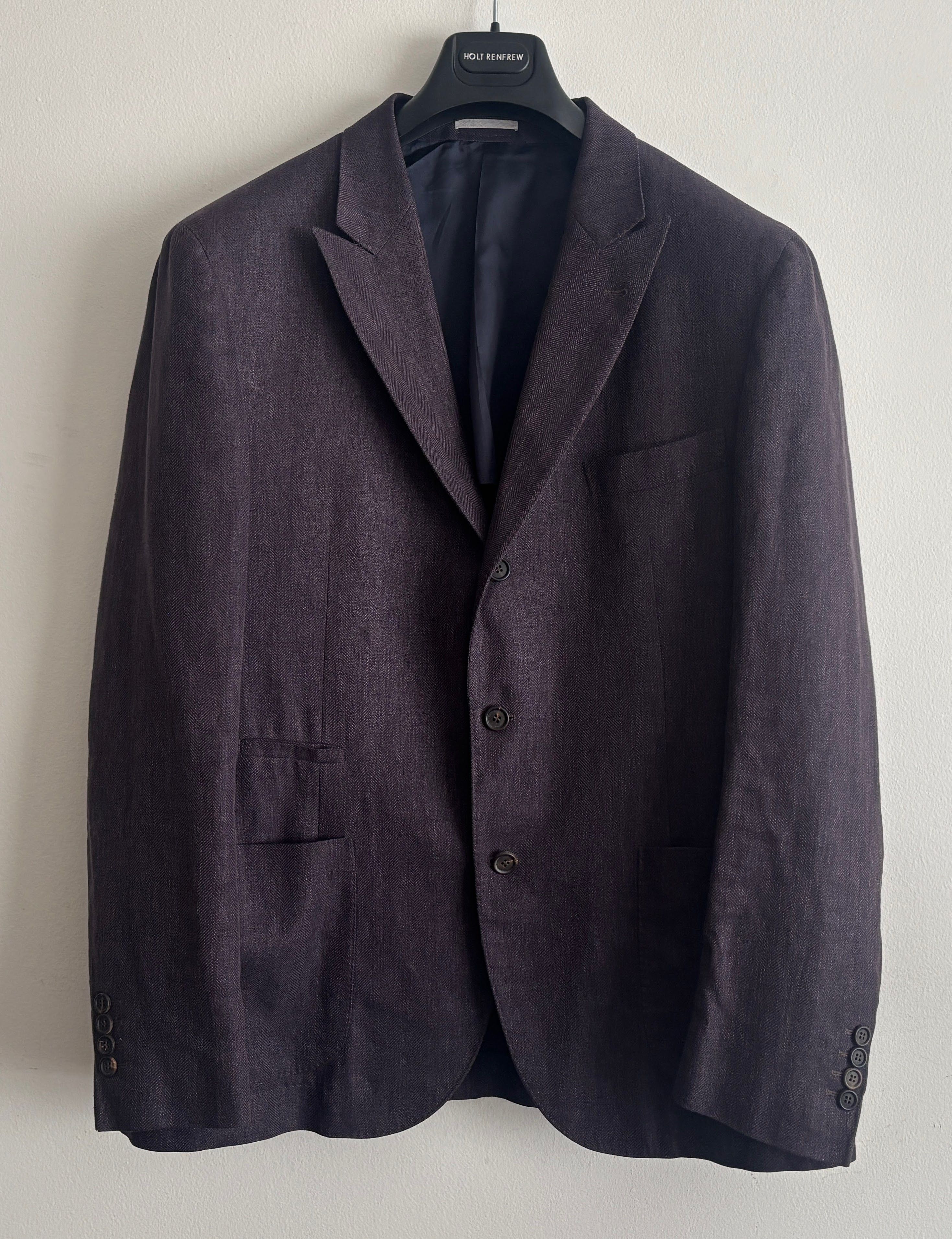 Brunello Cucinelli Unstructured Dark Plum/ Wine Wool Silk Linen Sport Coat 48 Size 48R - 1 Thumbnail