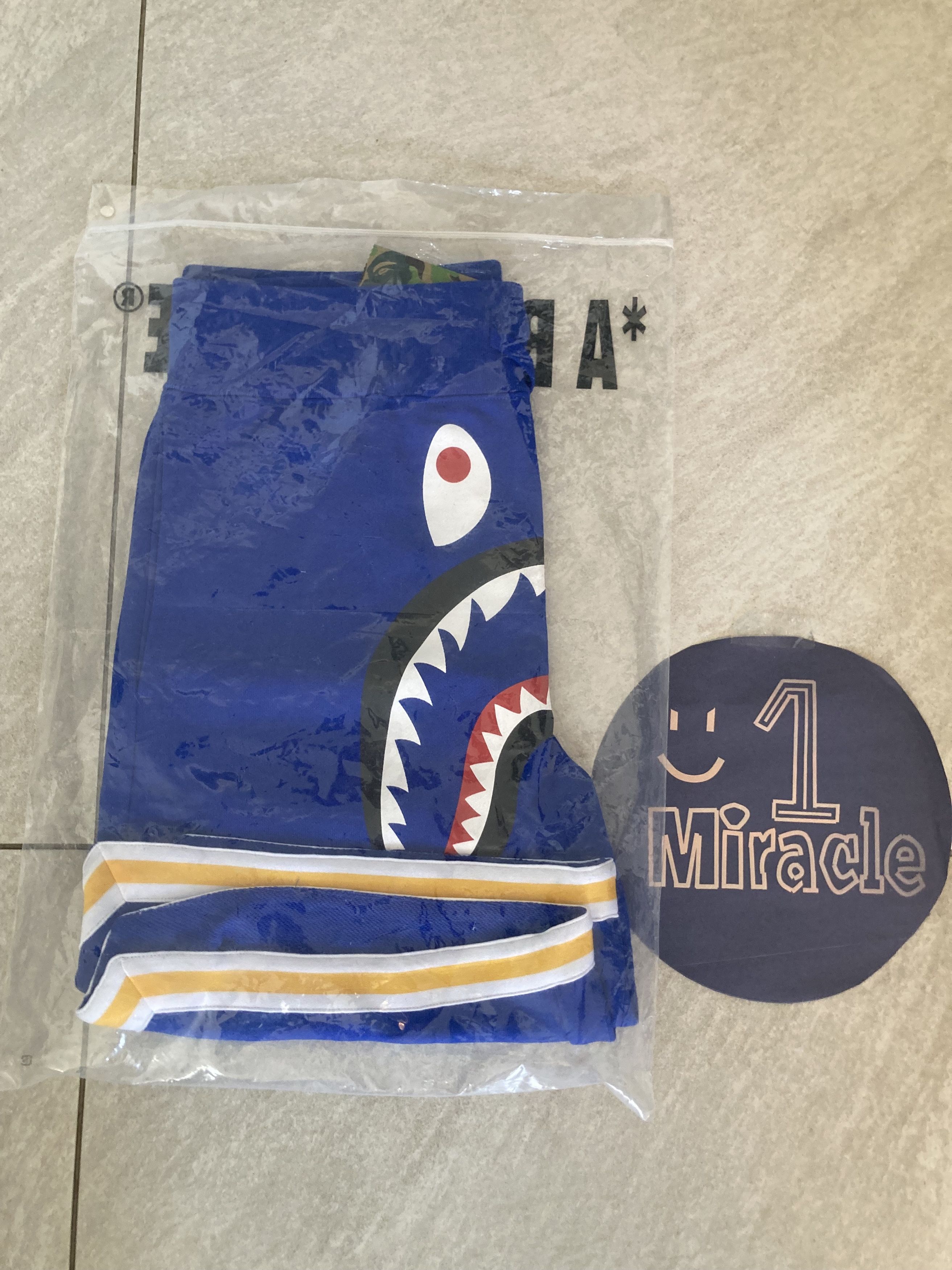 image of Bape Shark Sweat Shorts in Blue, Men's (Size 36)