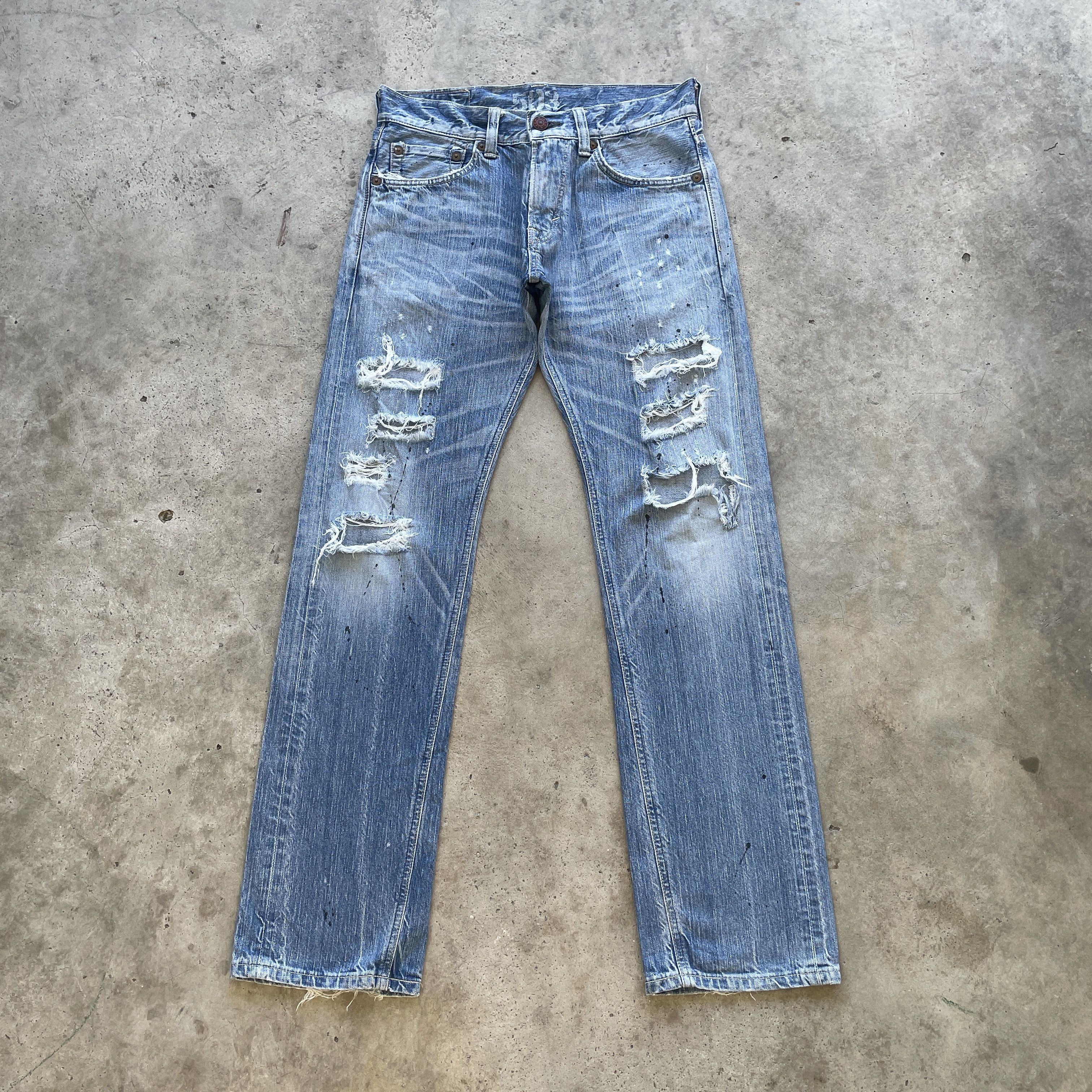 Edwin × Japanese Brand VINTAGE EDWIN 503 DISTRESSED FADED RIPPED JEANS PANTS DENIM Size US 31 - 2 Thumbnail