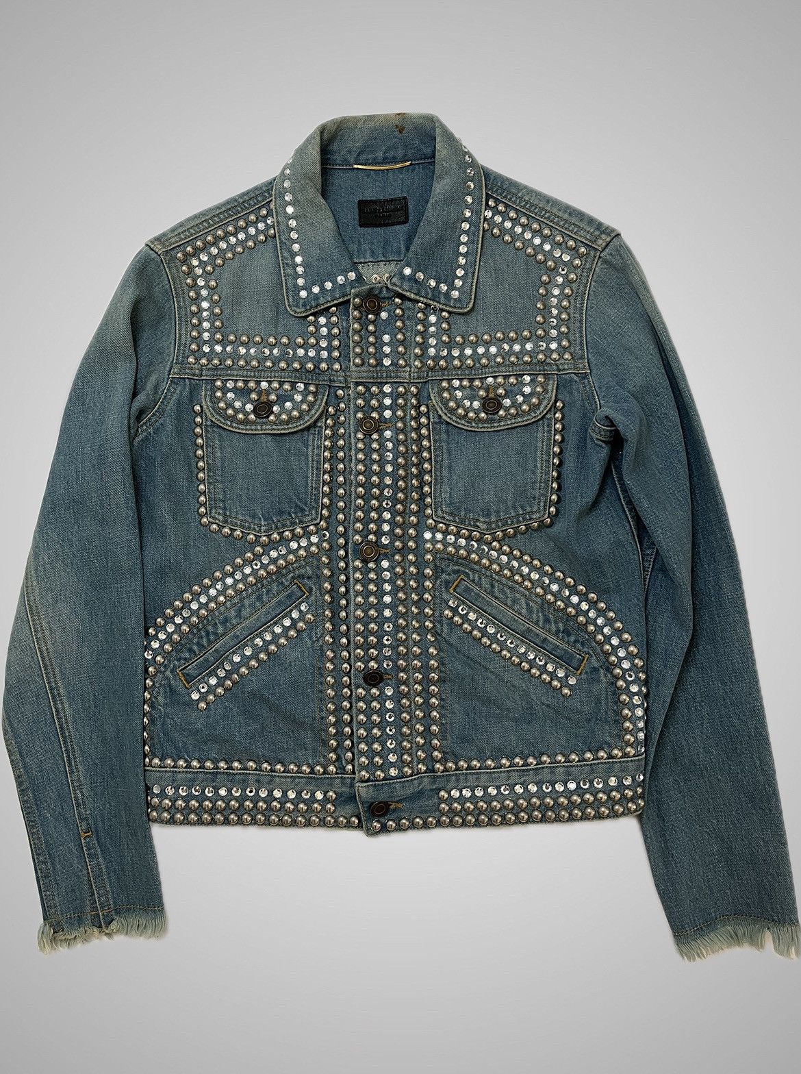Saint Laurent Paris SS16 Studded Denim Jacket Surf Sound Size US XS / EU 42 / 0 - 1 Thumbnail