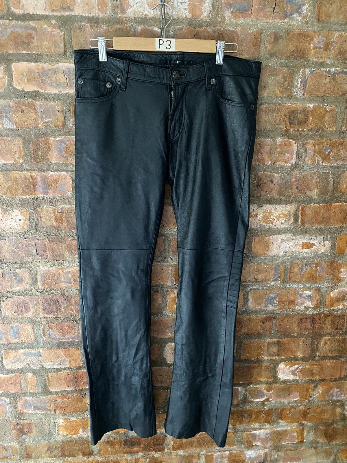 NO ID 2000s Lamb Leather Rider Zipper pants Size US 33 - 2 Thumbnail