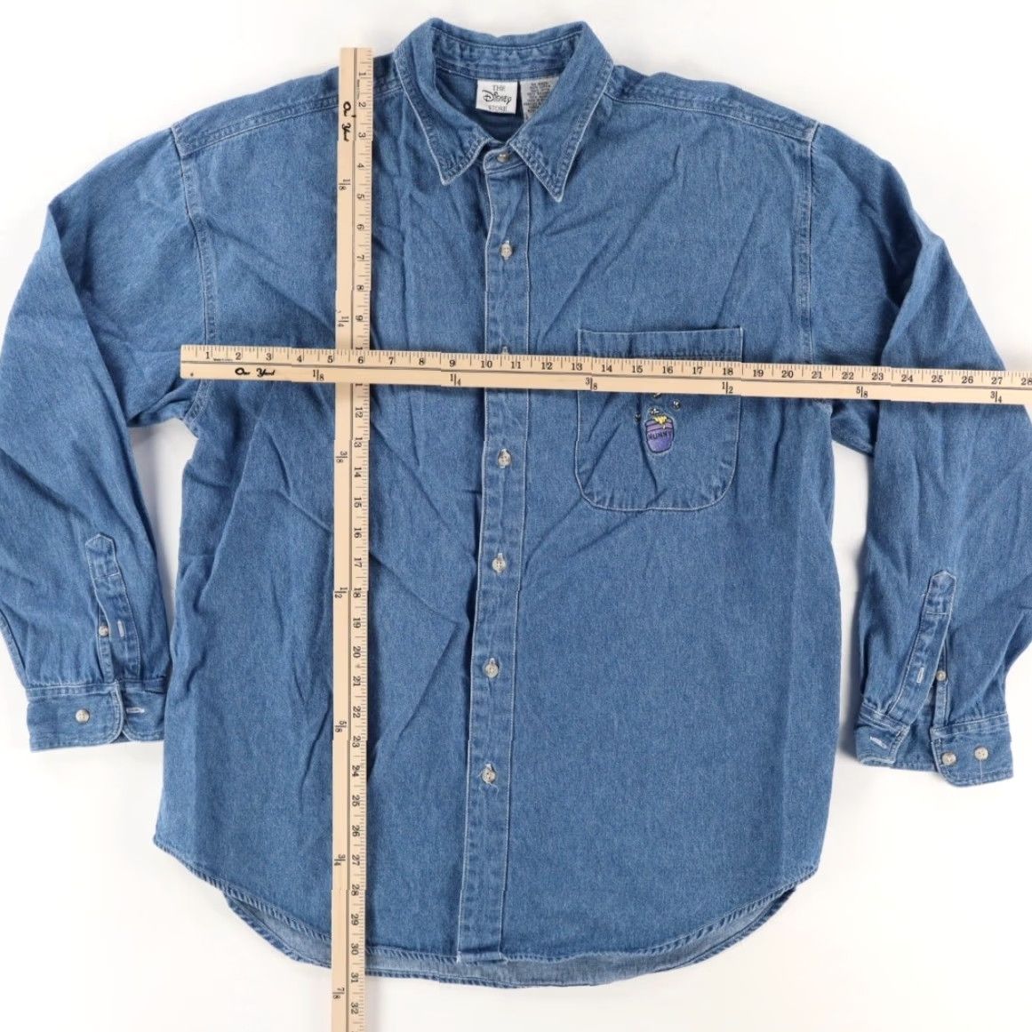 Disney VINTAGE Disney Winnie Pooh Embroidered Denim Button Up Shirt Blue Mens L Size US L / EU 52-54 / 3 - 3 Thumbnail