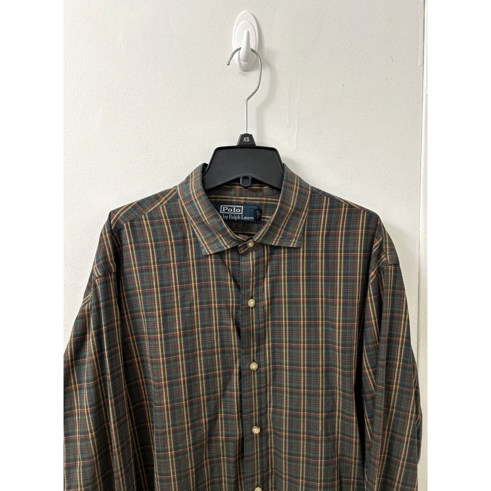 Ralph Lauren VINTAGE Polo Ralph Lauren Shirt Mens XL Brown Plaid Button-Down Long Sleeve Cotton Classic Fit Size US XL / EU 56 / 4 - 2 Thumbnail