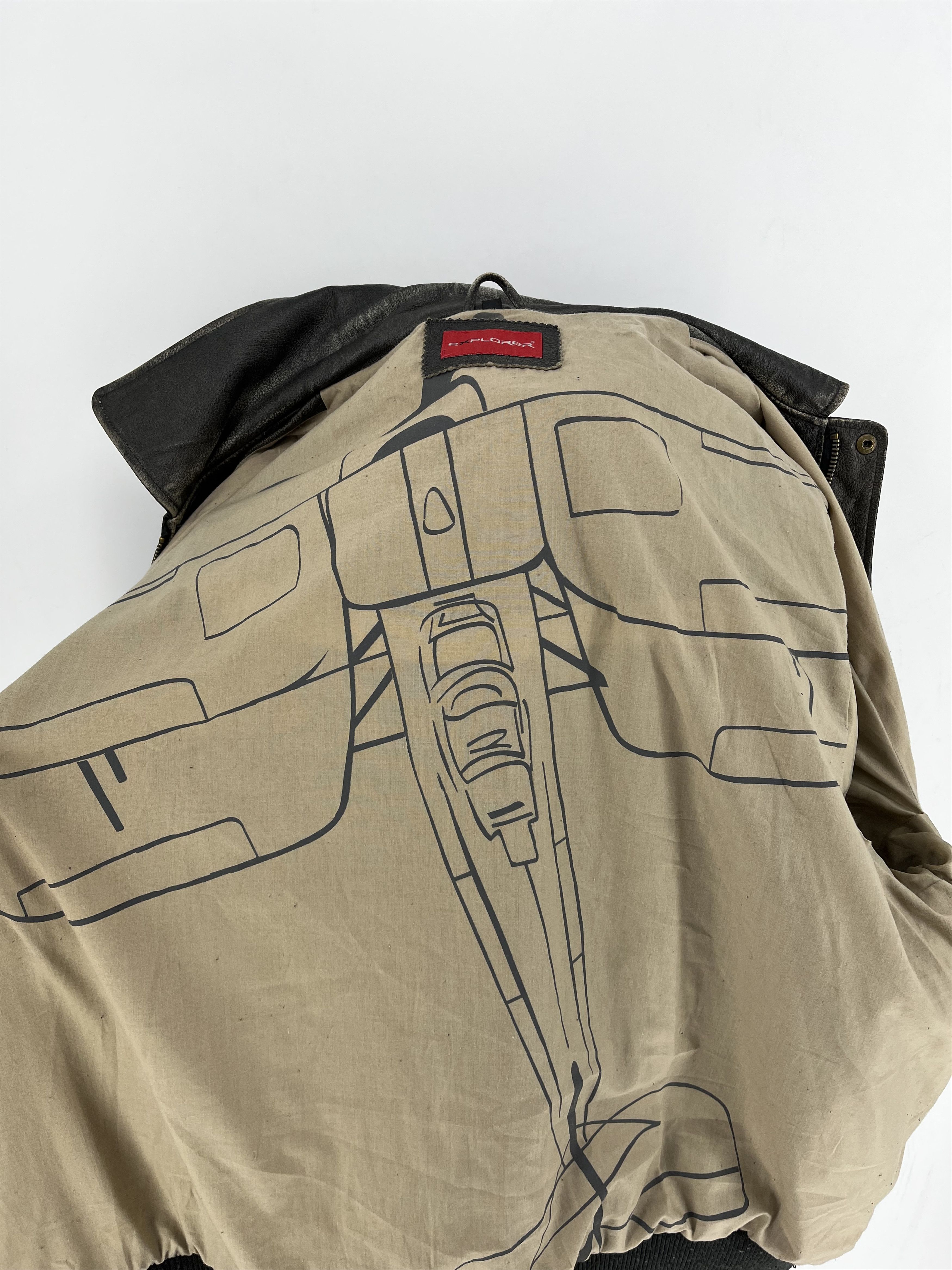 Leather Explorer Vtg Leather Bomber Jacket – Distressed Patina 90s Size US XXL / EU 58 / 5 - 15 Thumbnail