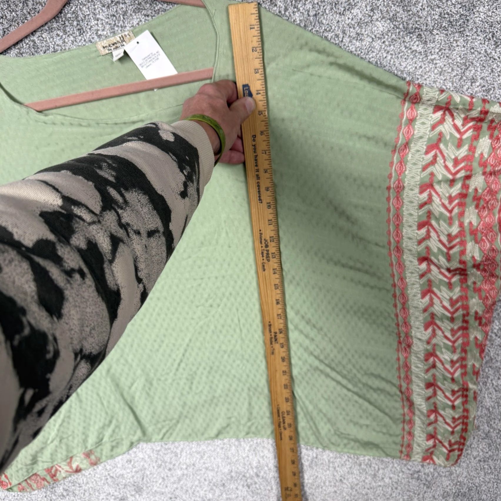 Vintage One World Blouse Kimono Womens S-L Green Embroidered Geometric Boho NWT Size S / US 4 / IT 40 - 5 Thumbnail