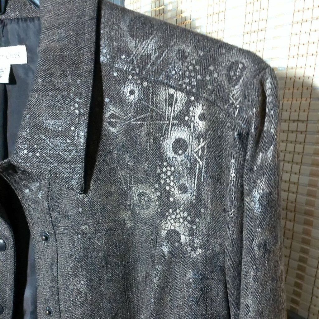 Coldwater Creek Coldwater Creek Chocolate Peplum Blazer w/ Metallic Accents Size XXL / US 16-18 / IT 52-54 - 4 Thumbnail