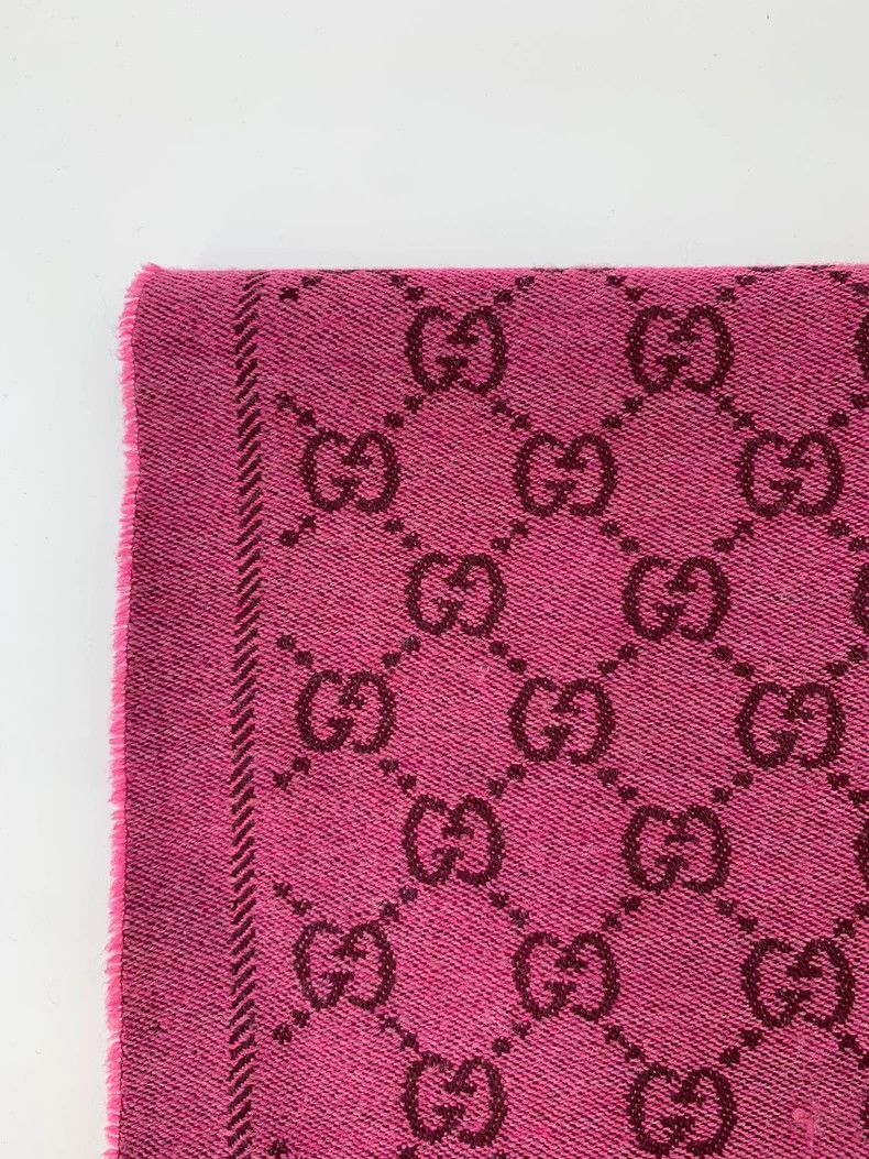 Gucci Gucci Rose-red double G old flower full print wool tassel s Size ONE SIZE - 3 Thumbnail