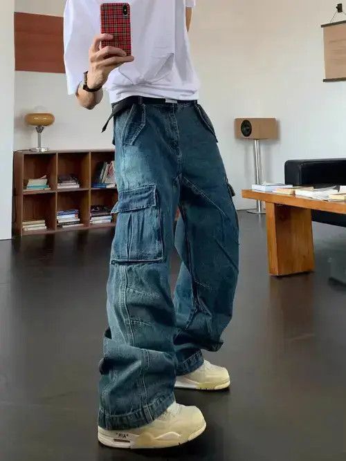Japanese Brand High street vintage multi-pocket heavy-duty washed jeans Size US 32 / EU 48 - 5 Thumbnail
