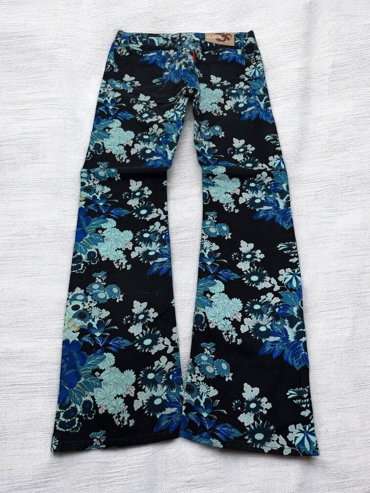Vintage Vintage Glamdy Flared Floral Design Denim Pant Size US 28 / EU 44 - 2 Thumbnail