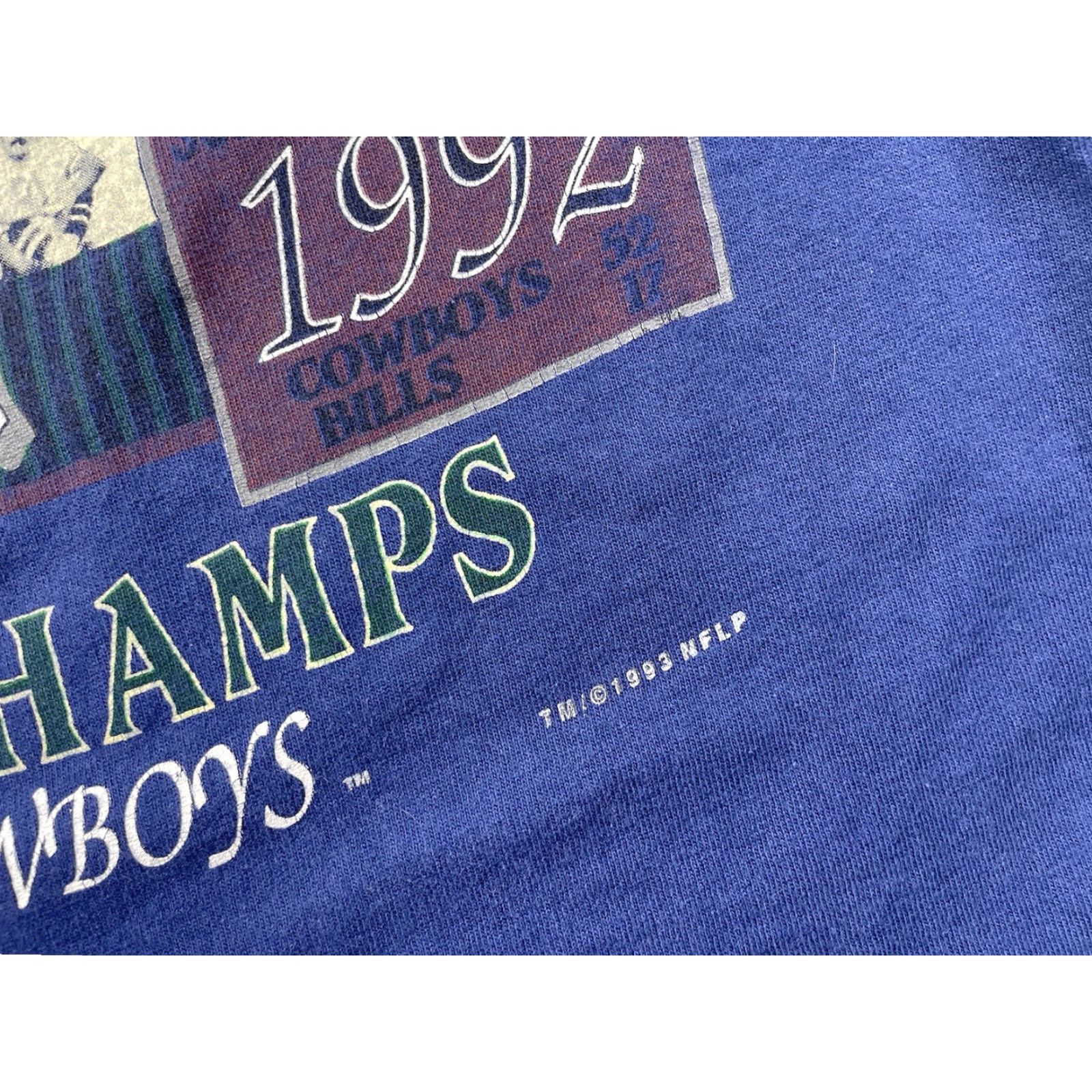 Champion VINTAGE Dallas Cowboys Superbowl Champions T Shirt Large USA Long Gone 90s Mens L Blue Size US L / EU 52-54 / 3 - 2 Thumbnail