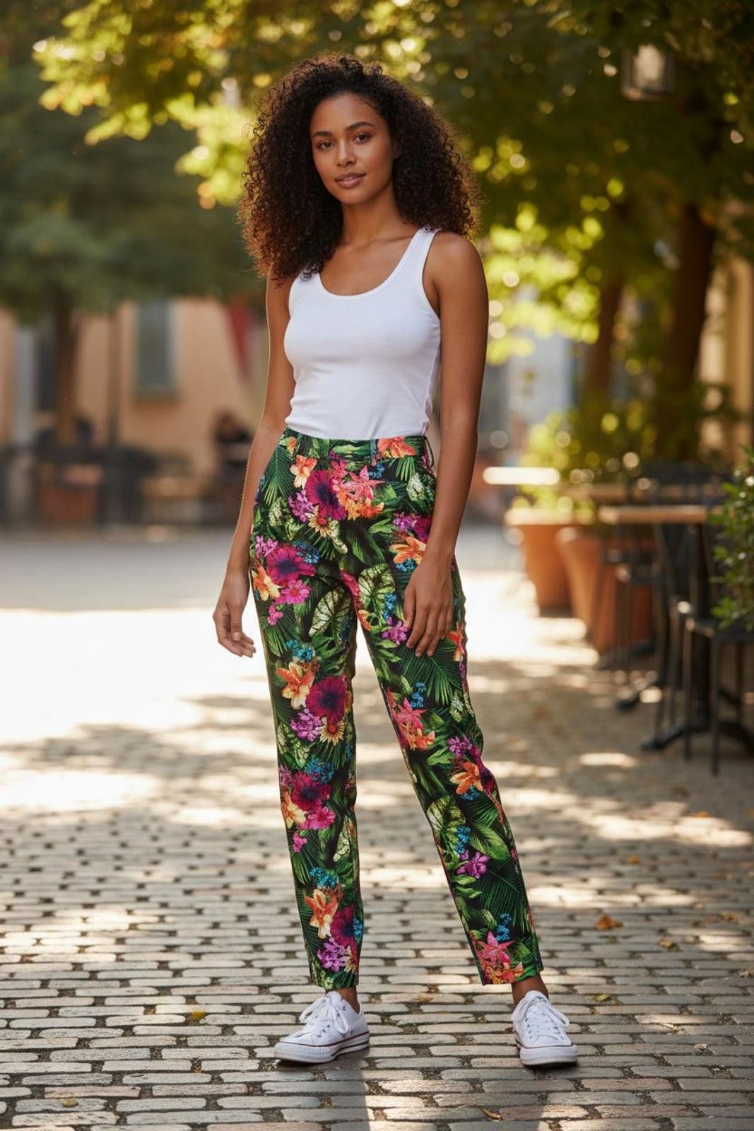 Other Like an Angel Women's Casual Pants with Vibrant Floral Print Size 32" / US 10 / IT 46 - 1 Thumbnail