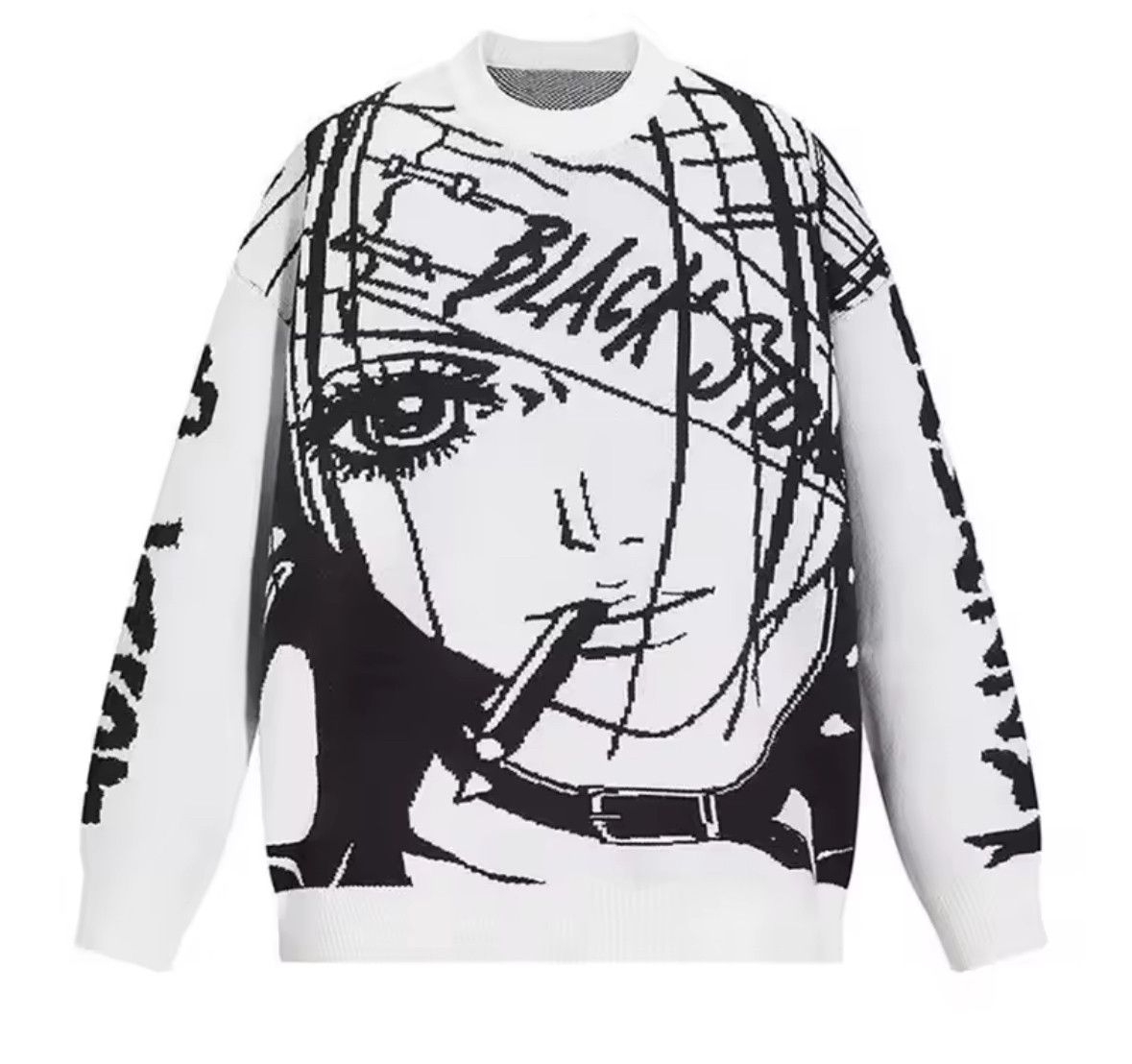 Other Street Retro Black Spider Anime Girl Jacquard Knitwear Size US XL / EU 56 / 4 - 1 Thumbnail