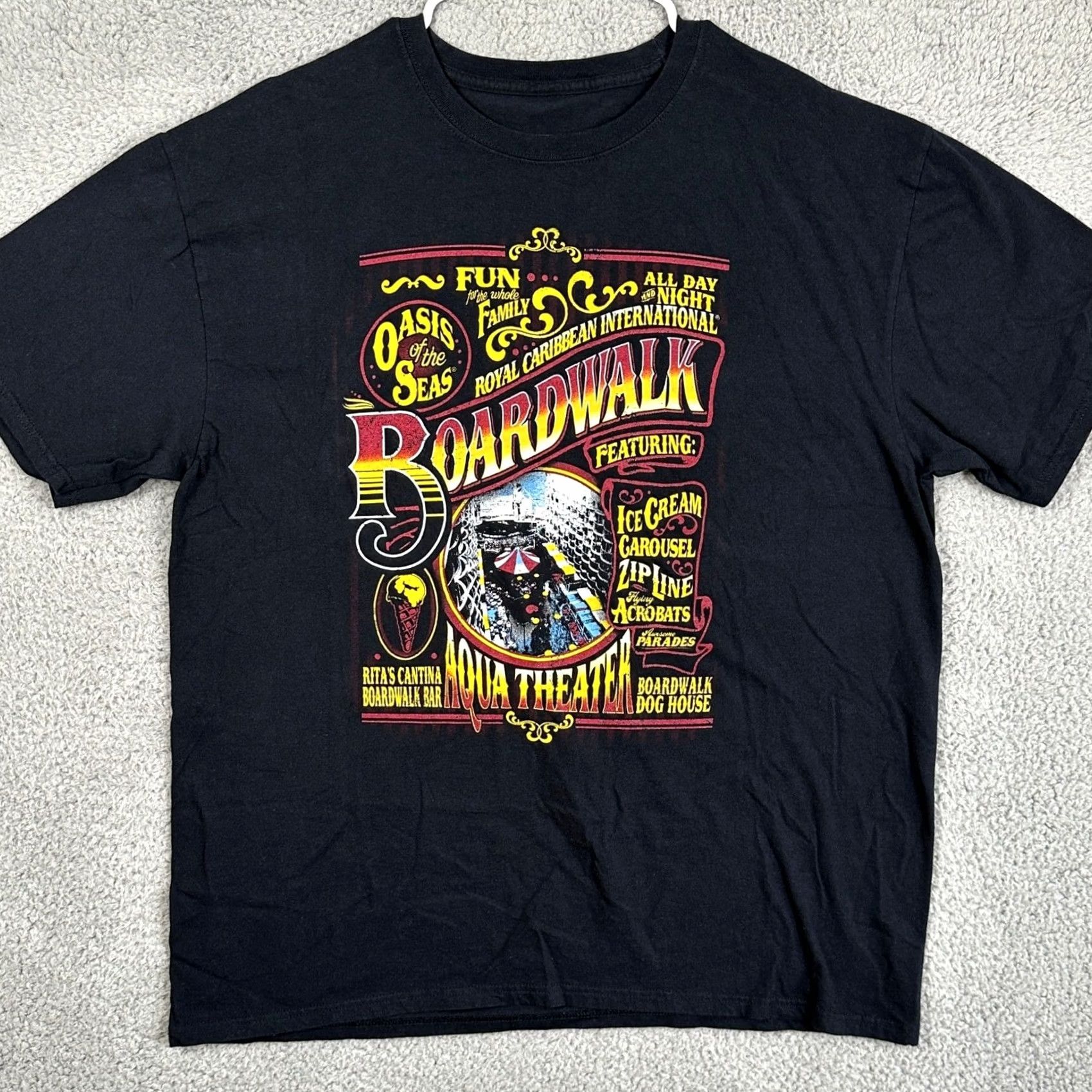 Vintage Royal Caribbean International Mens XL Black Cruise Boardwalk Graphic Tee T-Shirt Size US XL / EU 56 / 4 - 3 Thumbnail