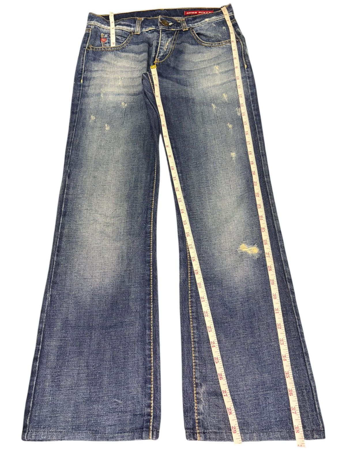 Miss Sixty Vintage Miss Sixty Faded Wash Distress Flare Jeans Size 29" - 7 Thumbnail