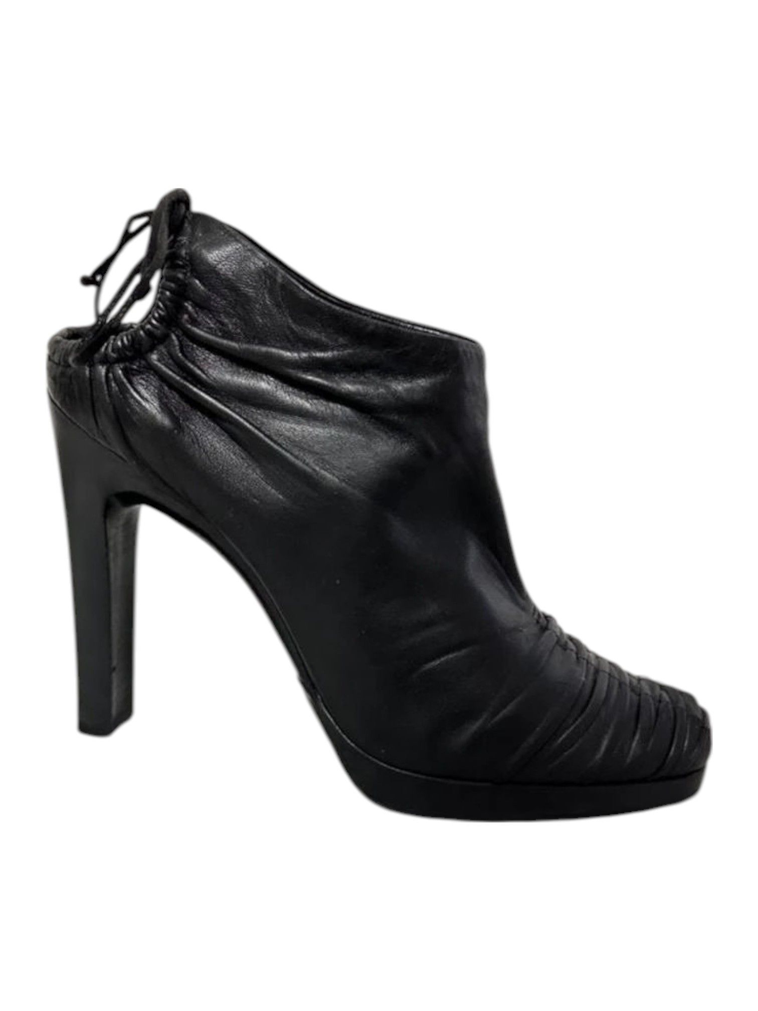 Gucci × Tom Ford 00s Gucci Black Leather Ruched Peep-Toe Heels Size US 9 / IT 39 - 9 Thumbnail