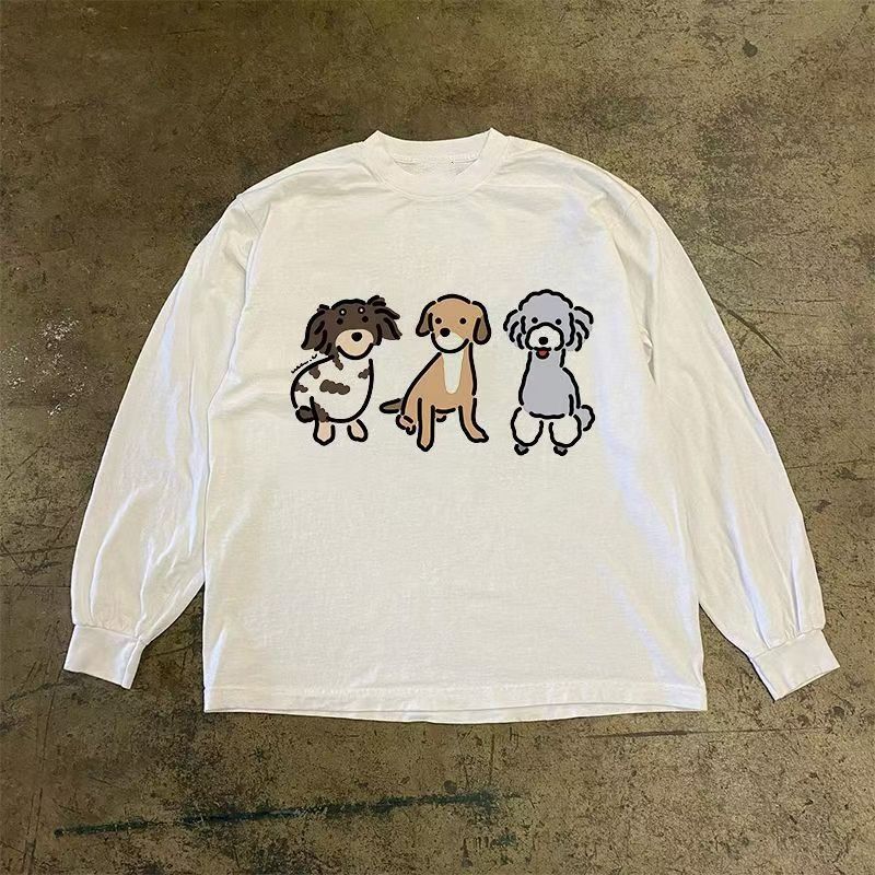 Japanese Brand White casual retro fun puppy print long-sleeved t-shirt Size US M / EU 48-50 / 2 - 1 Thumbnail