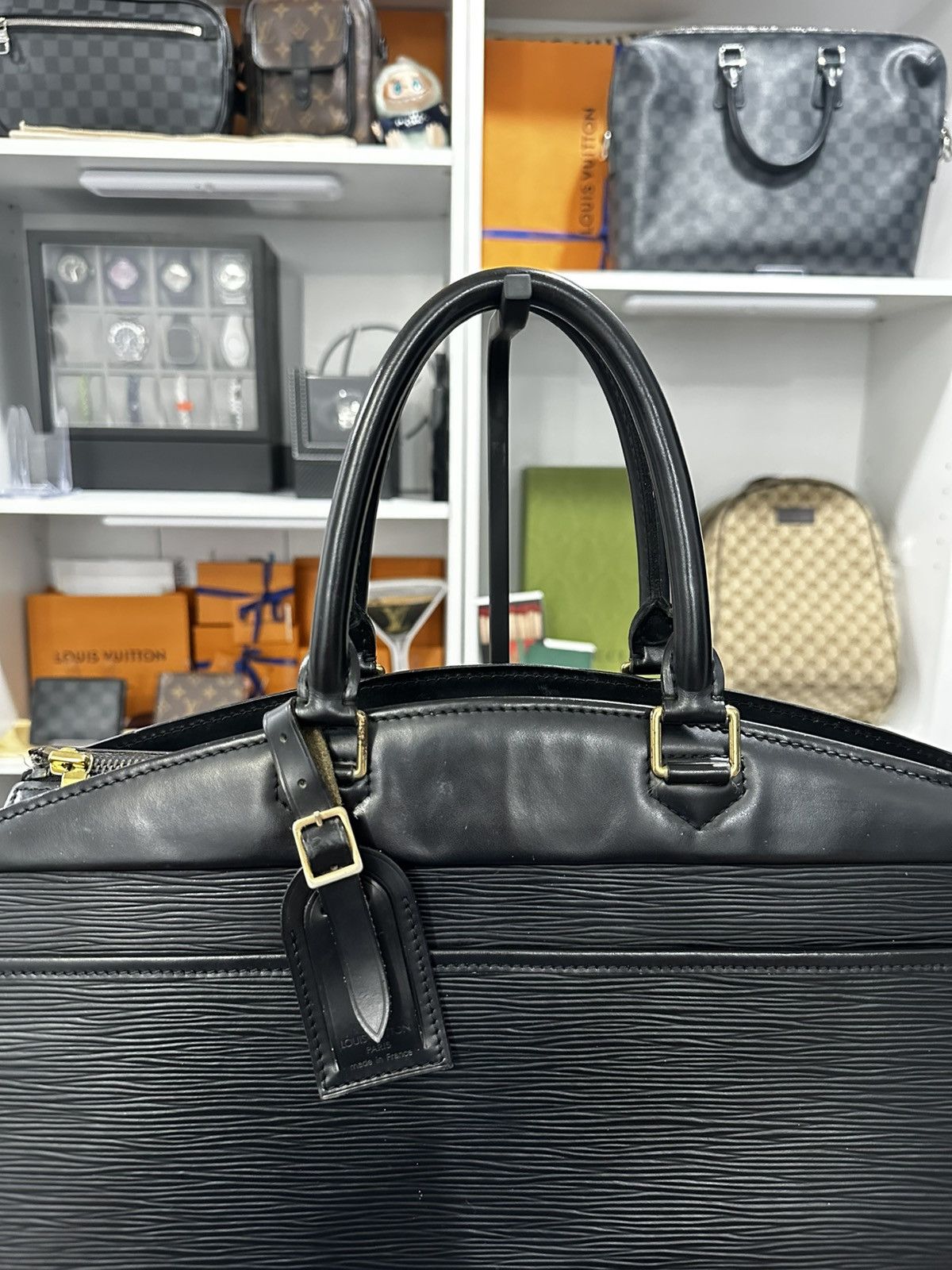 Louis Vuitton Louis Vuitton Riviera Handbag Epi Leather Black Size ONE SIZE - 7 Thumbnail