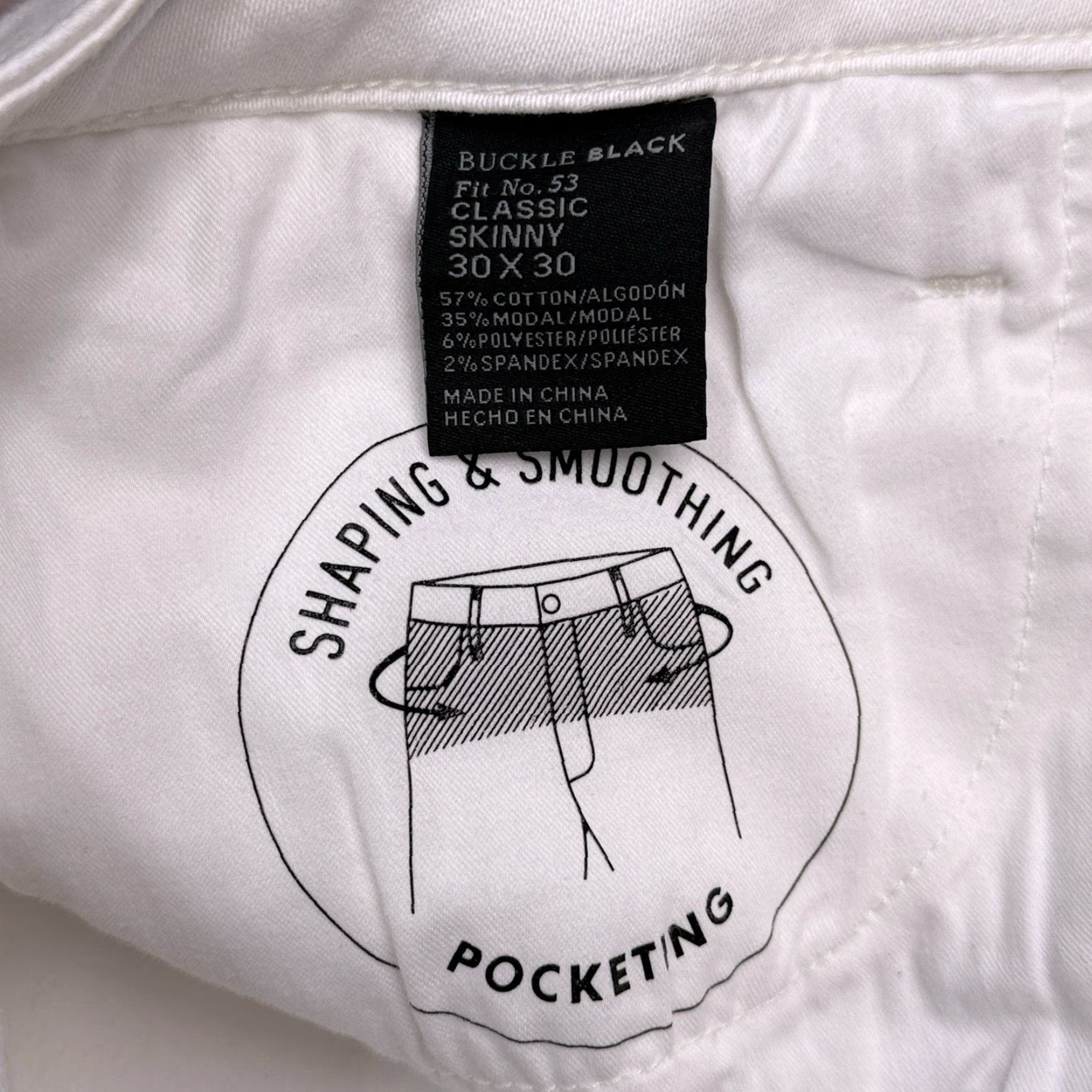 Vintage Buckle White Classic Skinny Jeans Womens 30x30 Stretch Fit Zip Button 5-Pocket Denim Regular 30 Inseam City Logo New with Tags Size 30" / US 8 / IT 44 - 5 Thumbnail