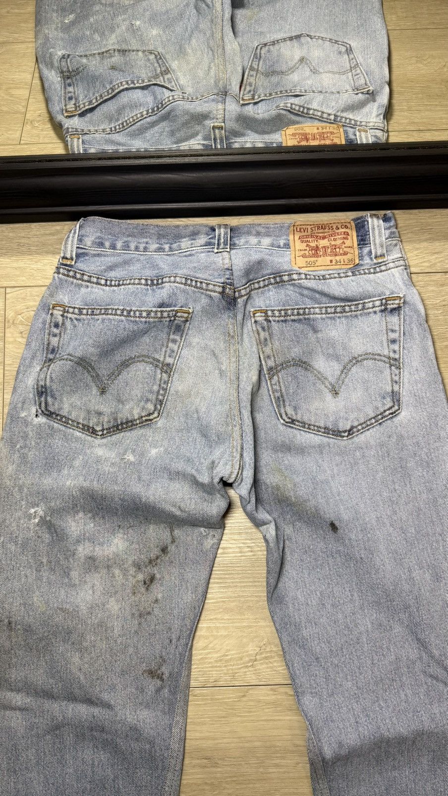 Levi's Thrashed 2000s Levi’s 505 Light Wash Straight Legged Jeans Size US 34 / EU 50 - 3 Thumbnail