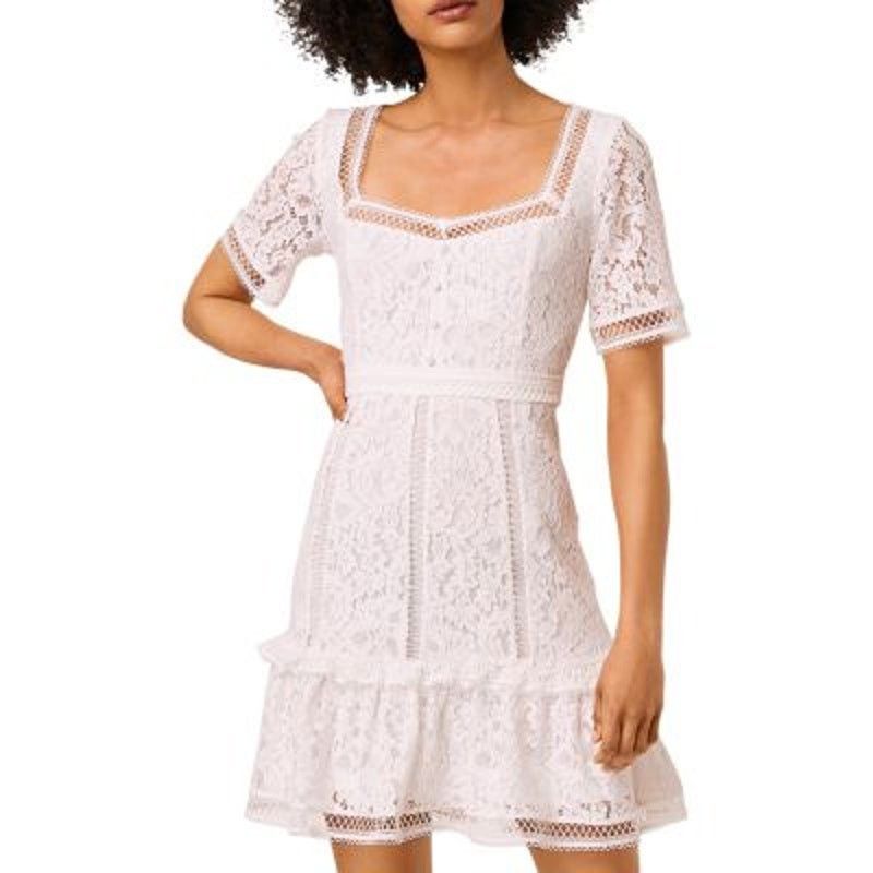 French Connection French Connection Amisha Mini Dress Lace Ruffle Hem Cottage Size S / US 4 / IT 40 - 10 Thumbnail