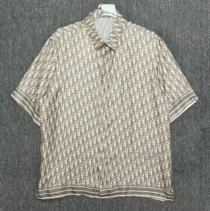 Dior Dior Beige Silk Short Sleeve Shirt . Size US L / EU 52-54 / 3 - 1 Thumbnail