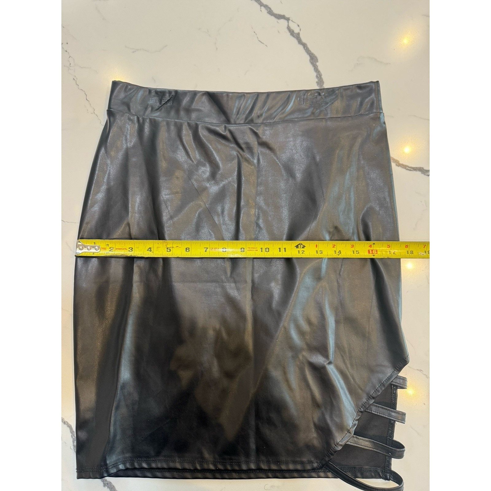 Other Charlotte Russe Skirt Womens L Faux Leather Mini Lace UpAsym Size 32" / US 10 / IT 46 - 6 Thumbnail