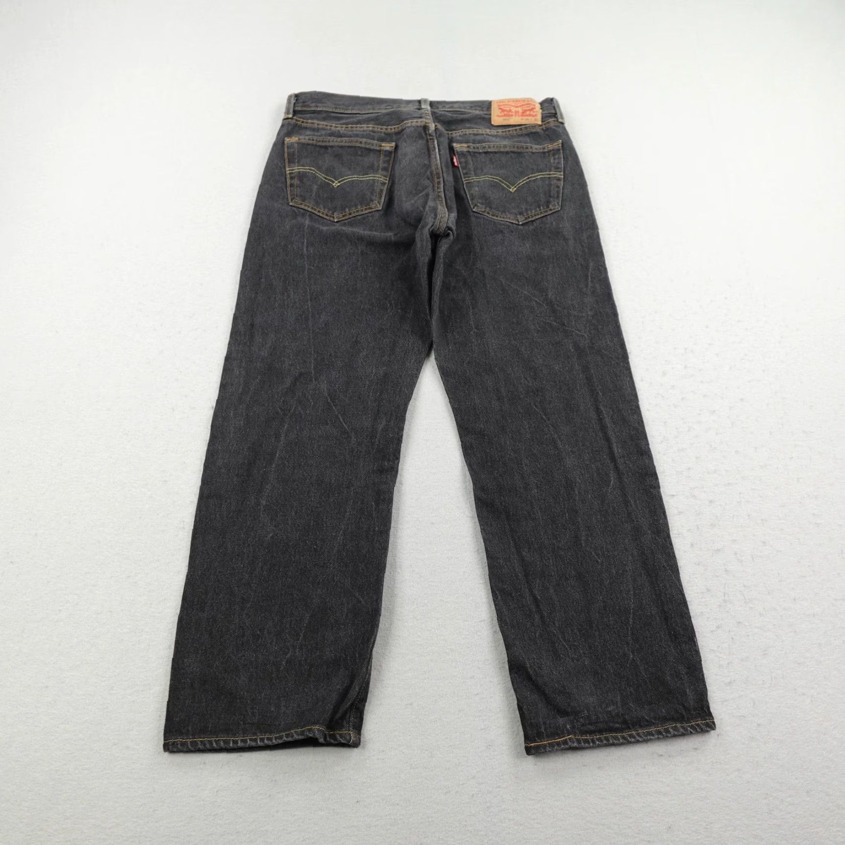 Levi's Levis Jeans Mens 36x30 Black Denim 501 Button Fly Classic Straight Leg Red Tab Size US 36 / EU 52 - 5 Thumbnail