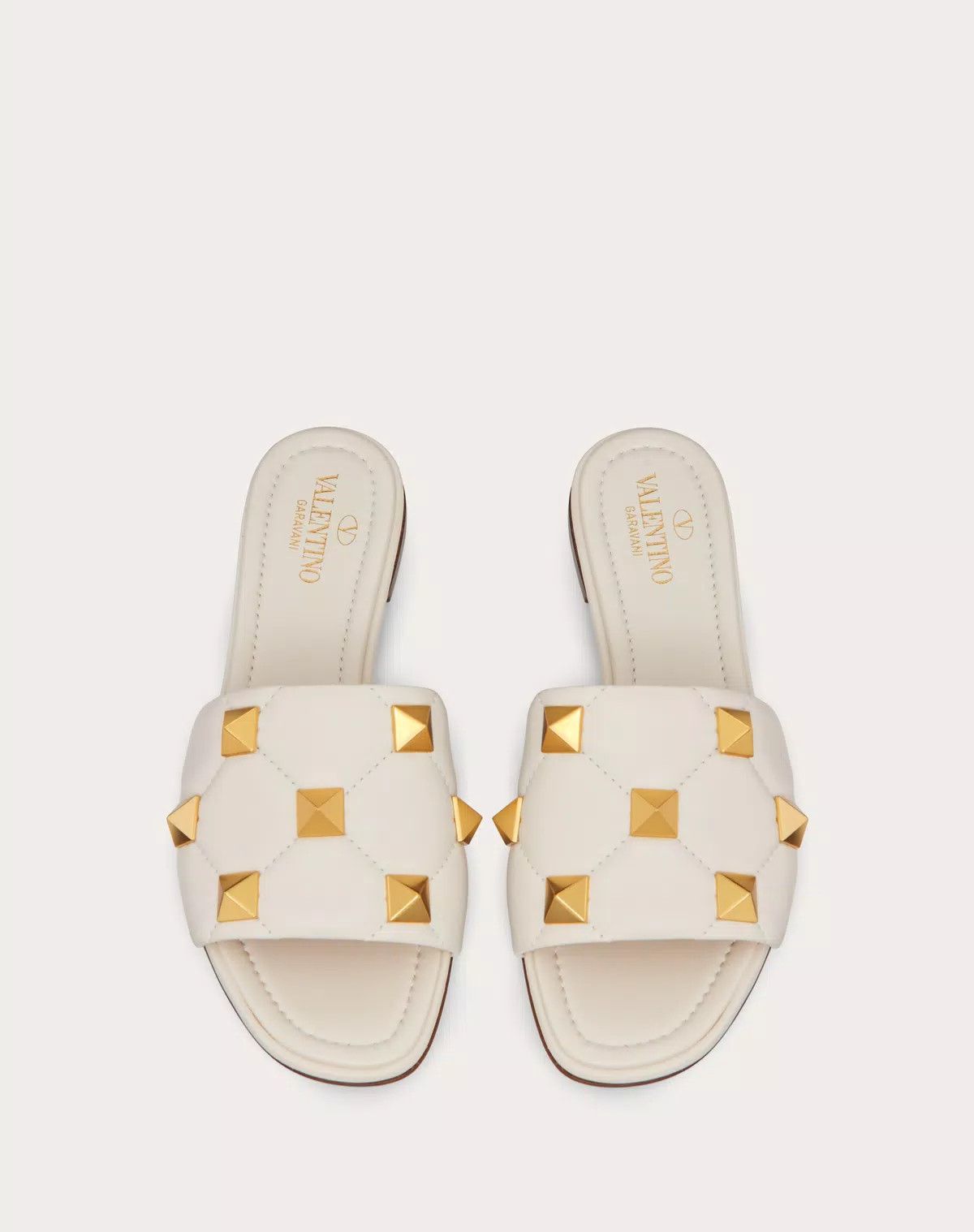 Valentino o1s1wg110625 Roman Stud Flat Slide Sandal in White Size US 5.5 / IT 35.5 - 4 Thumbnail