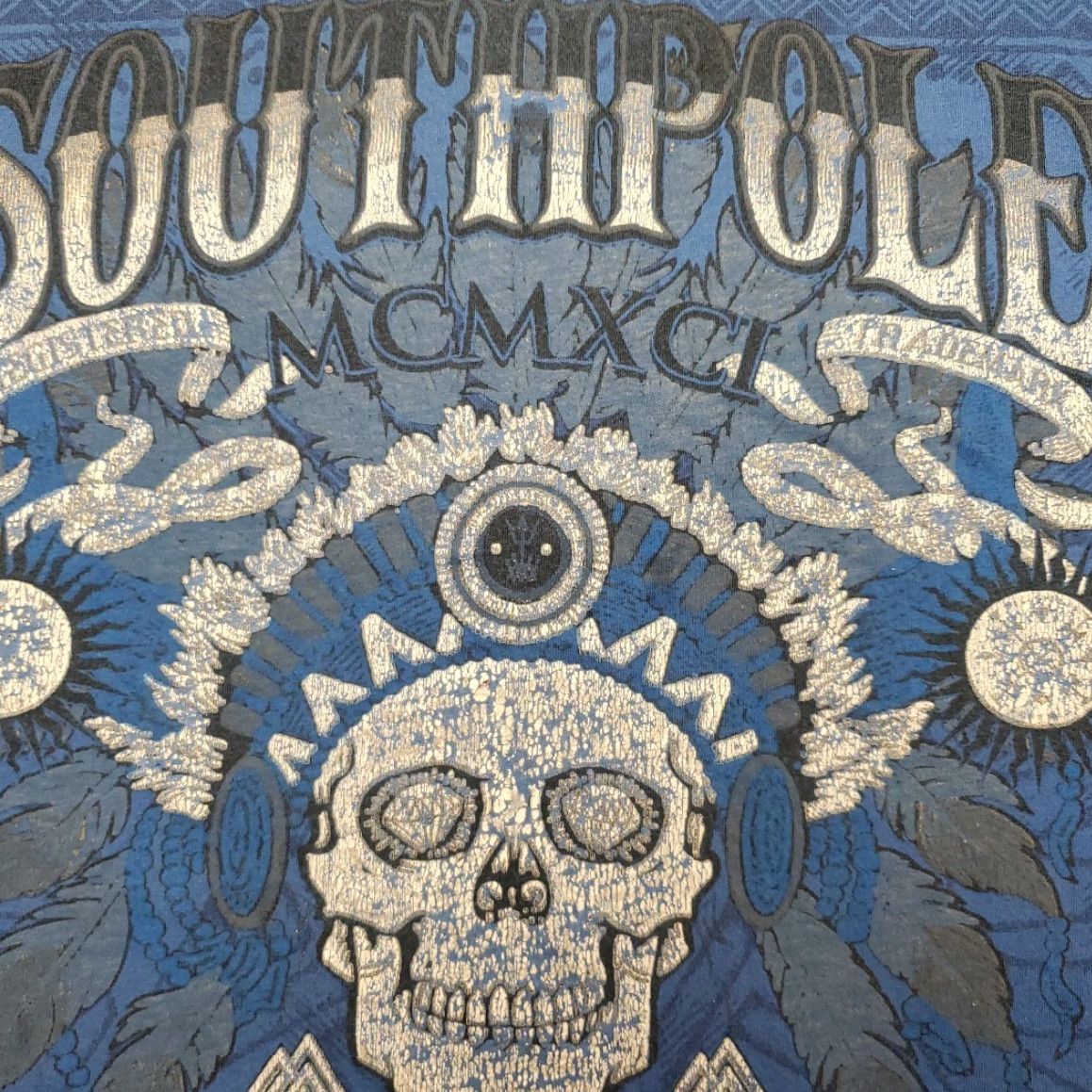 Southpole Southpole Shirt Mens 5XB Blue Cotton T-Shirt 90s Grunge Skater HipHop Tribal Tee Mens Big & Tall Size US XXL / EU 58 / 5 - 6 Thumbnail