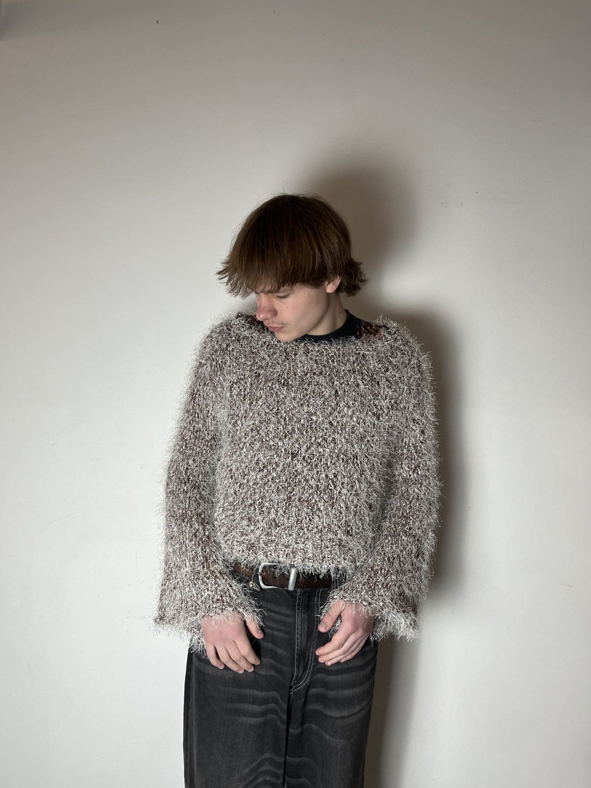 Hysteric Glamour 🔥00'S RICK OWENS VIBE FAUX FUR MOHAIR CROPPED SWEATER 00'S Size US S / EU 44-46 / 1 - 10 Thumbnail