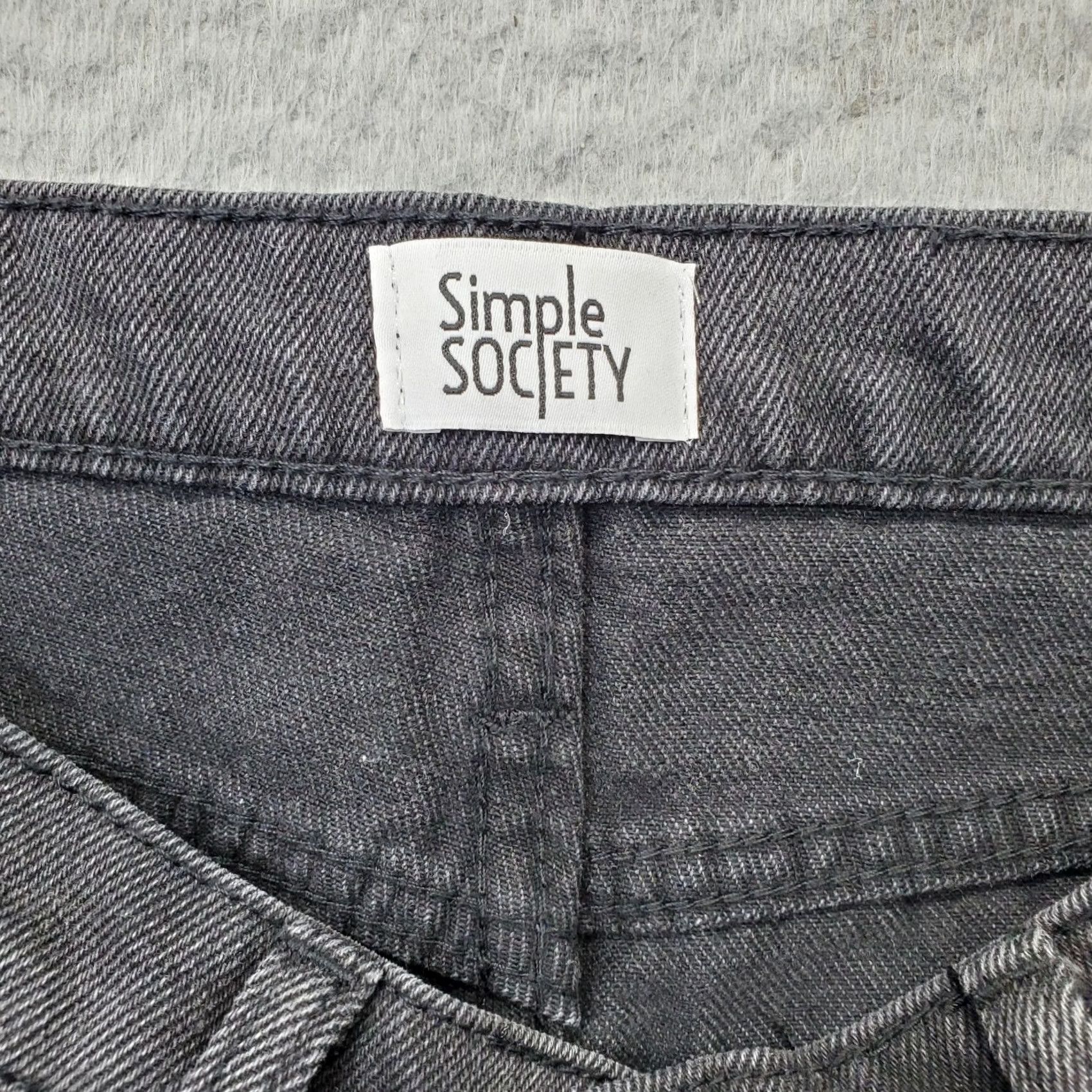 Vintage Simple Society Jeans Womens 7/28 Denim High Rise Frayed Hem Straight Leg Jeans Womens Size 7 Black 28x25 5-Pocket NWT Size 28" / US 6 / IT 42 - 4 Thumbnail