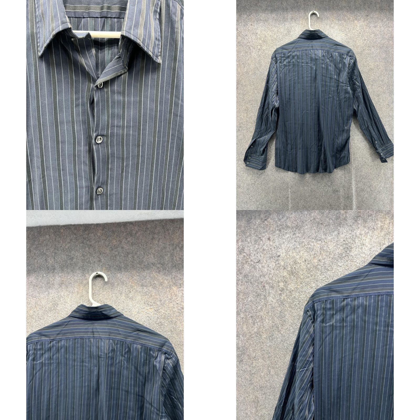 Theory Theory Dress Shirt Mens M Blue Pinstripe Long Sleeve Button Front Vintage Size 40R - 8 Thumbnail