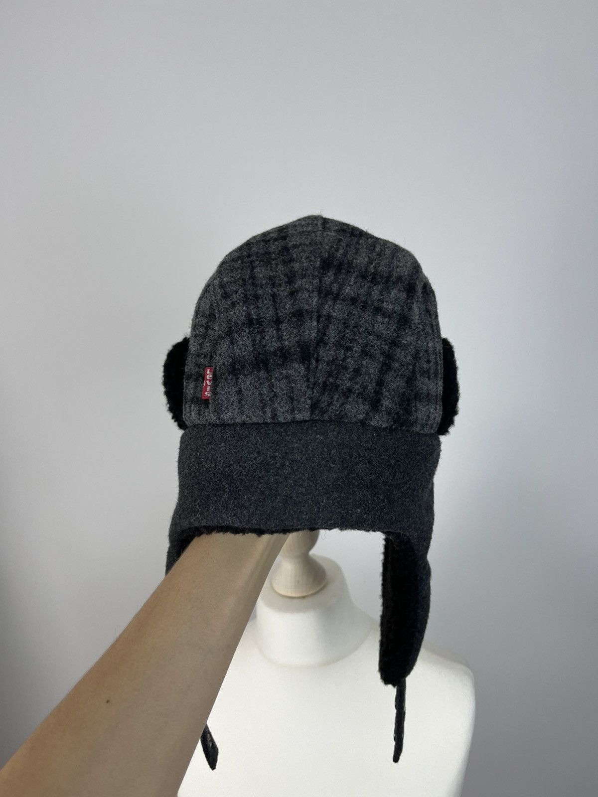 Levi's × Vintage Black Sherpa Flannel Ushanka Aviator Trapper Beanie Hat Size ONE SIZE - 4 Thumbnail