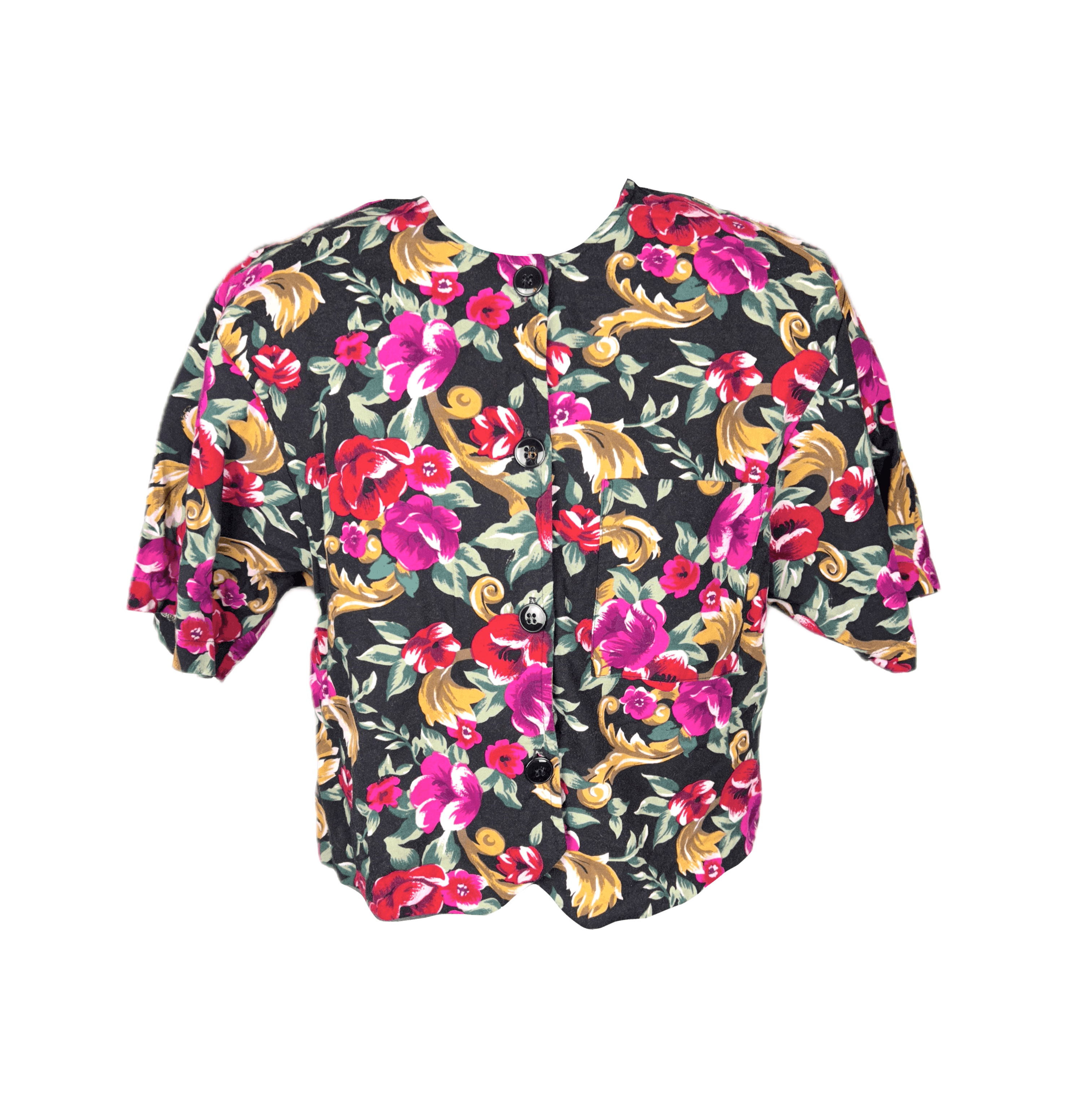 Vintage 1980's Floral Button Down Blouse Size S / US 4 / IT 40 - 2 Thumbnail