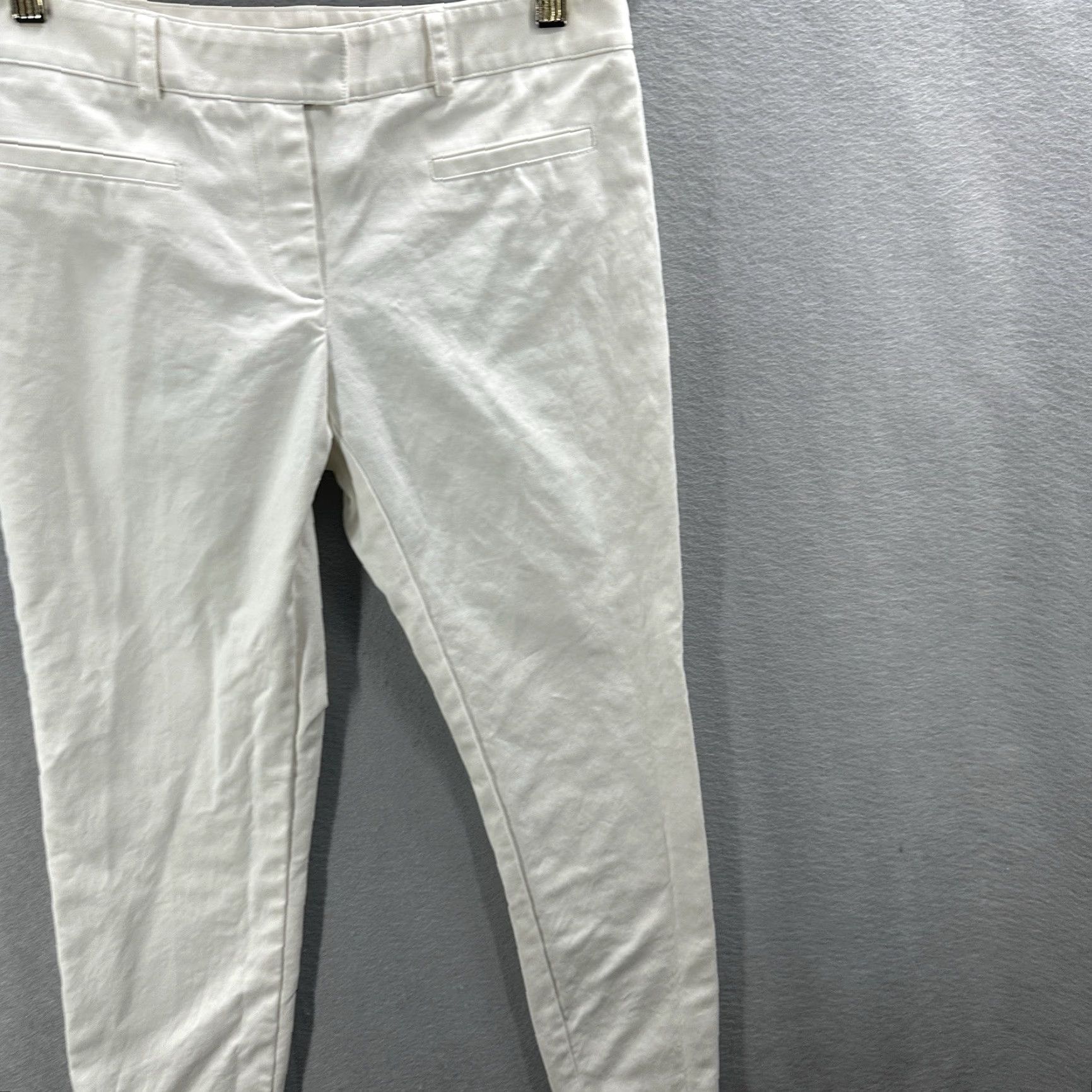 Veronica Beard VERONICA BEARD Pants Womens 2 Skinny Zip Ankle WHT Cotton Elastane Casual Business Workwear 2 White Slim Twill Zipper Pockets Street USA 90s? Size 26" / US 2 / IT 38 - 4 Thumbnail